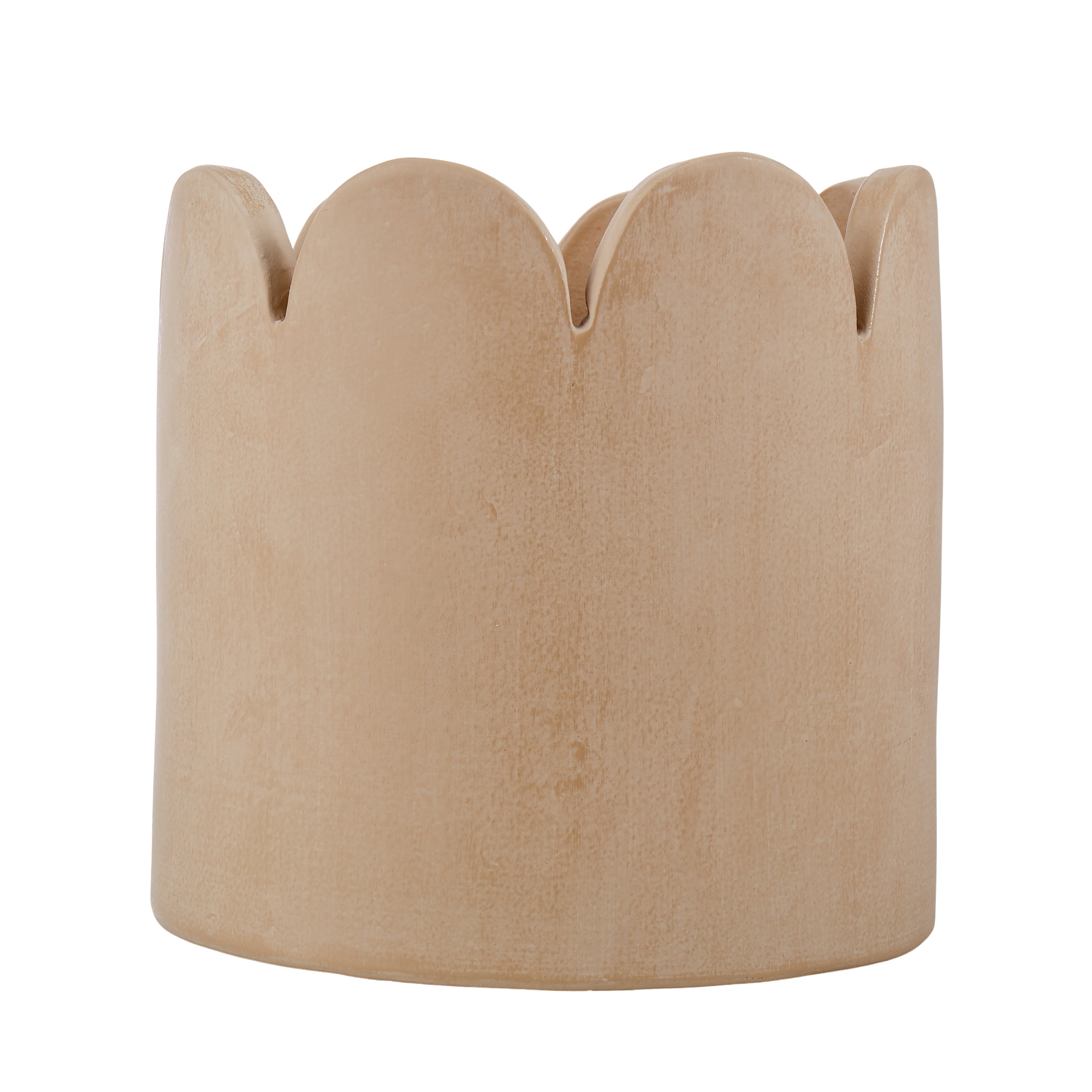 Amalfi Ceramic Stone Wash Scalloped Vessel Terracotta