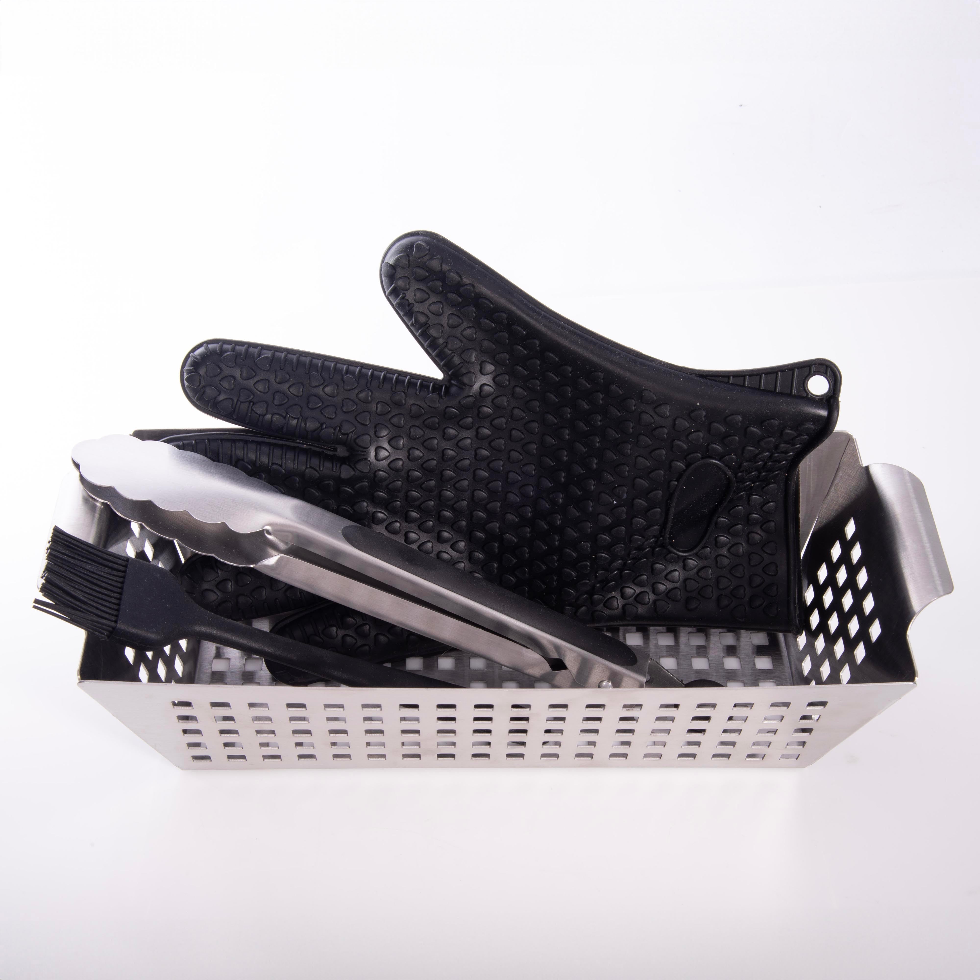 Maverick BBQ Grill Basket Set 4 Piece Silver