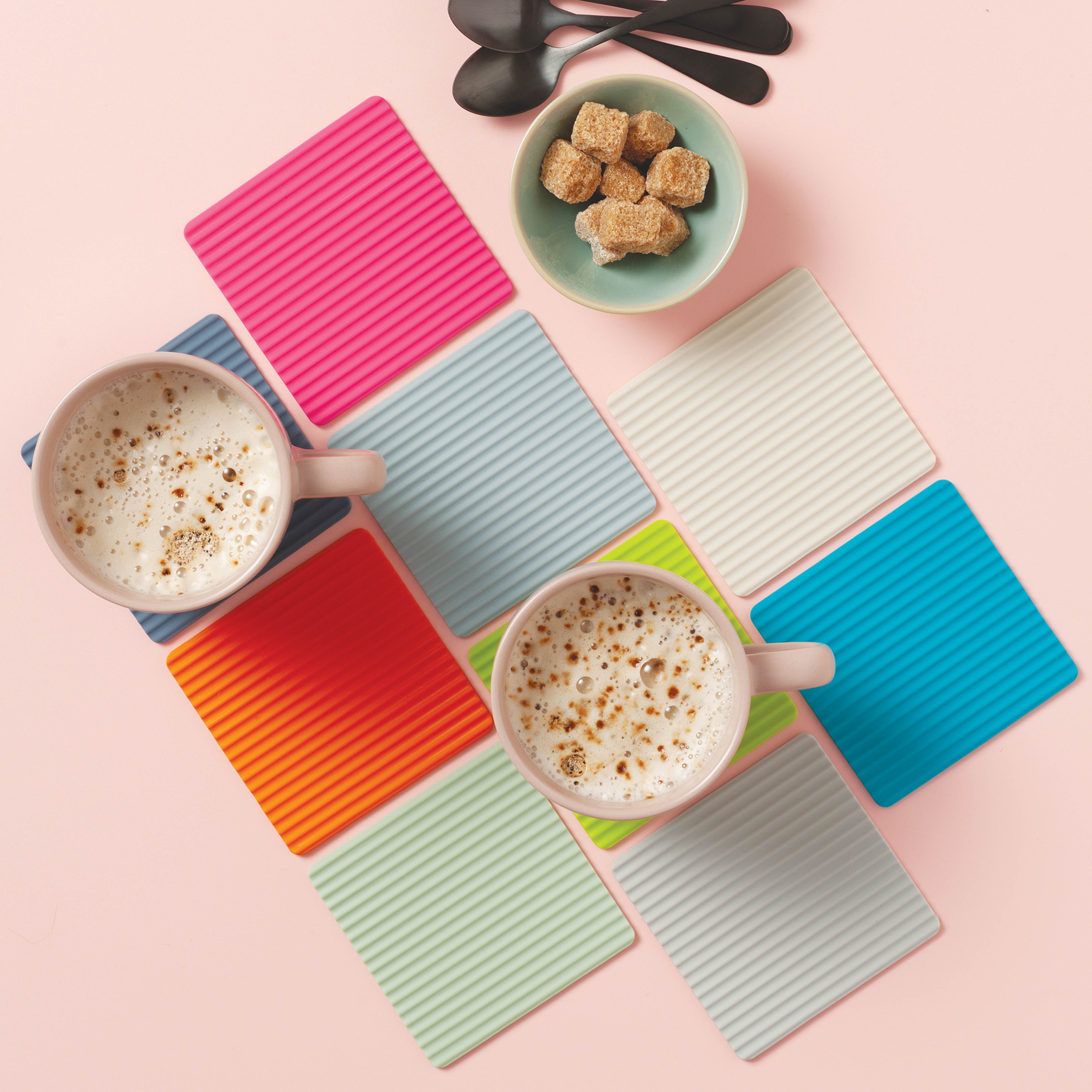 Zeal Silicone Square Coasters Duck Egg Blue 4 Piece Set