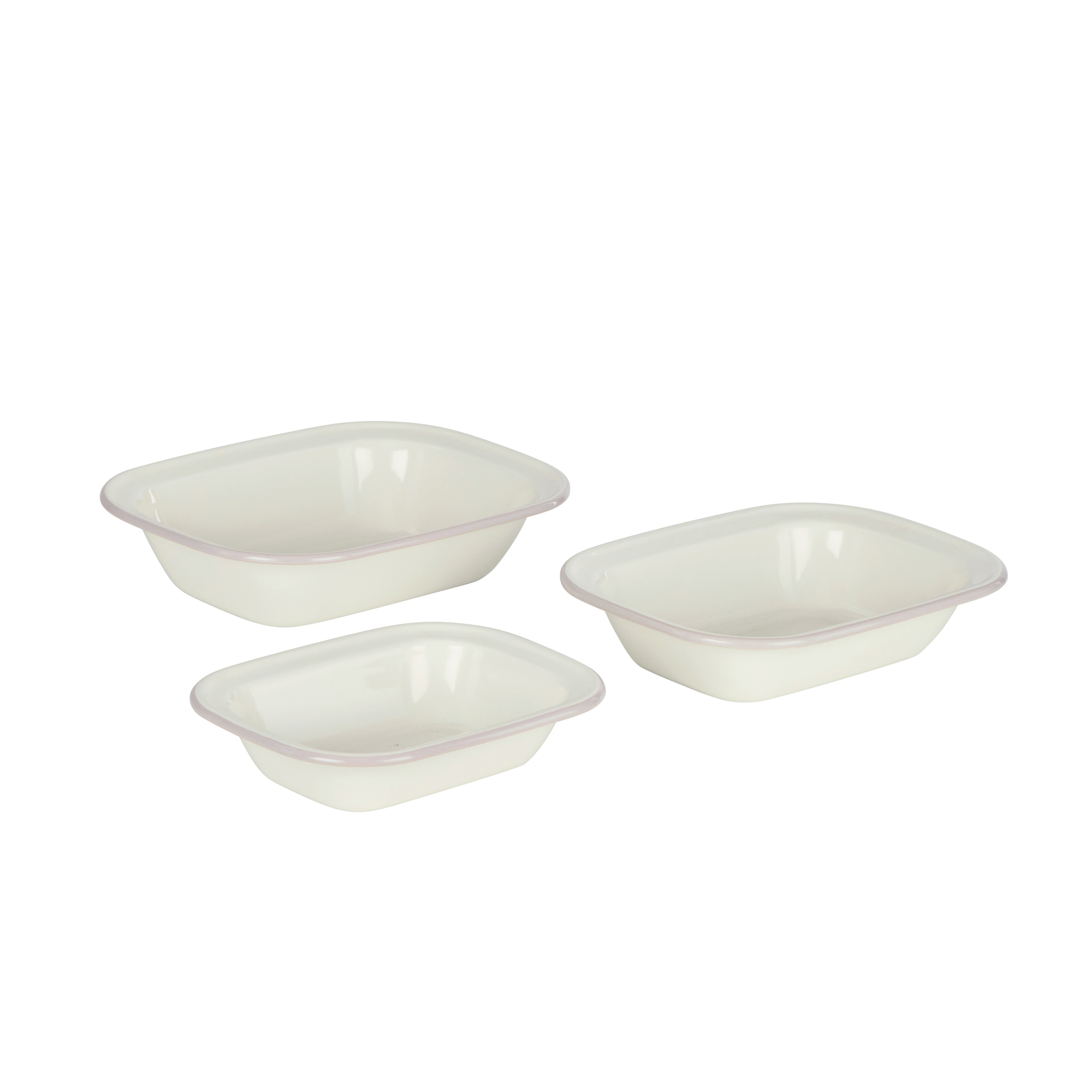 Davis & Waddell Daylesford Enamel Pie Dish Rectangle 3 Piece Set Cream
