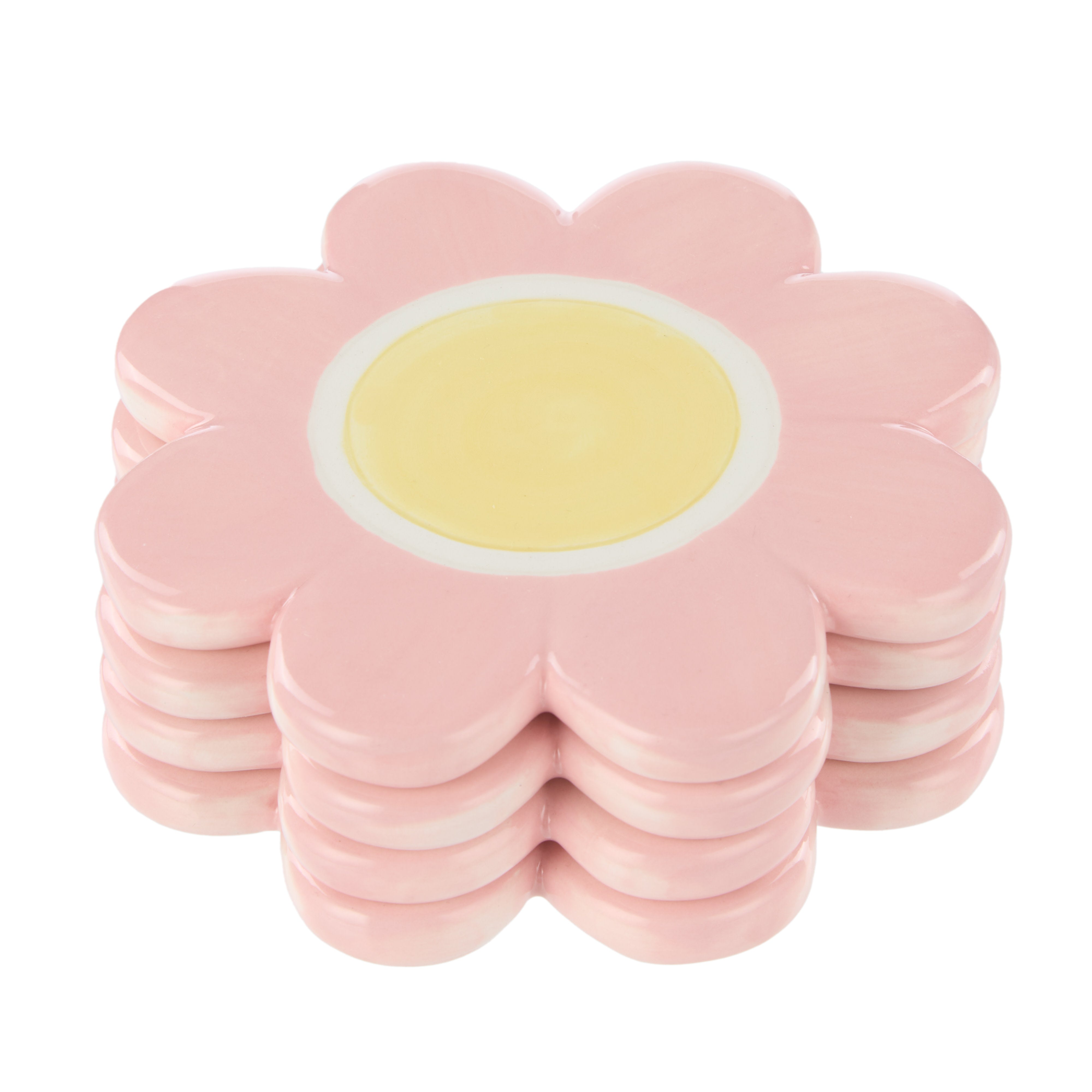 Emporium Posey Flower Coasters 4 Piece Set Pink