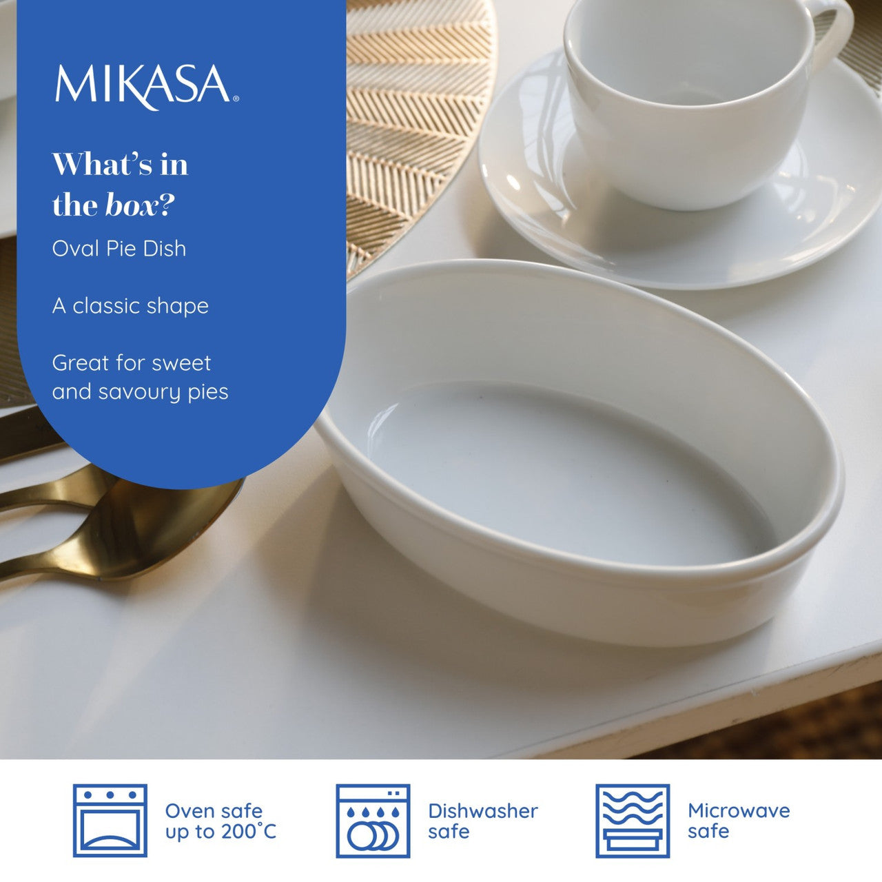 Mikasa Chalk Porcelain Oval Pie Dish 18cm (White)
