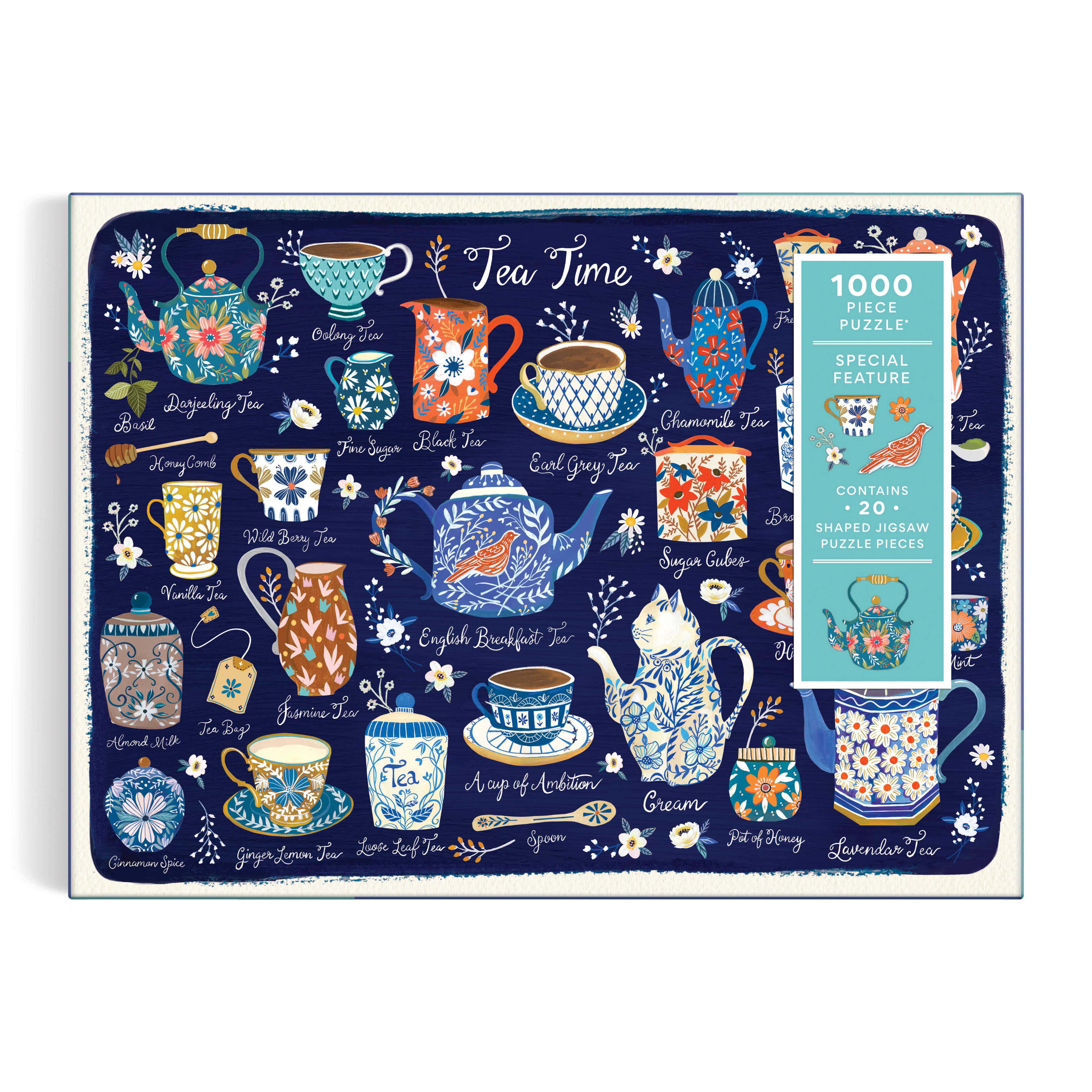 Galison Tea Time Puzzle with Shaped Pieces 1000 Piece