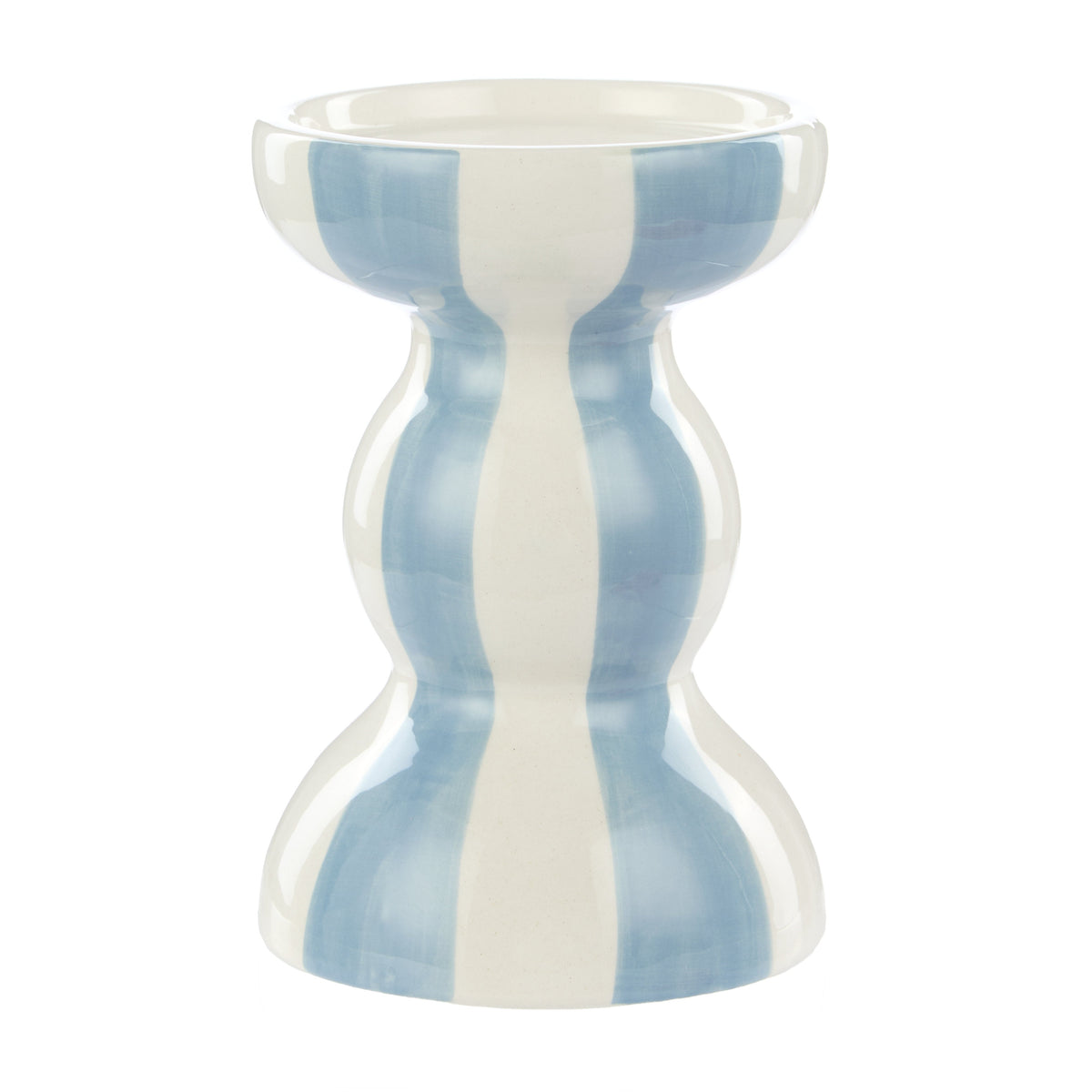 Emporium Lane Stripe Candle Holder Small Blue & White