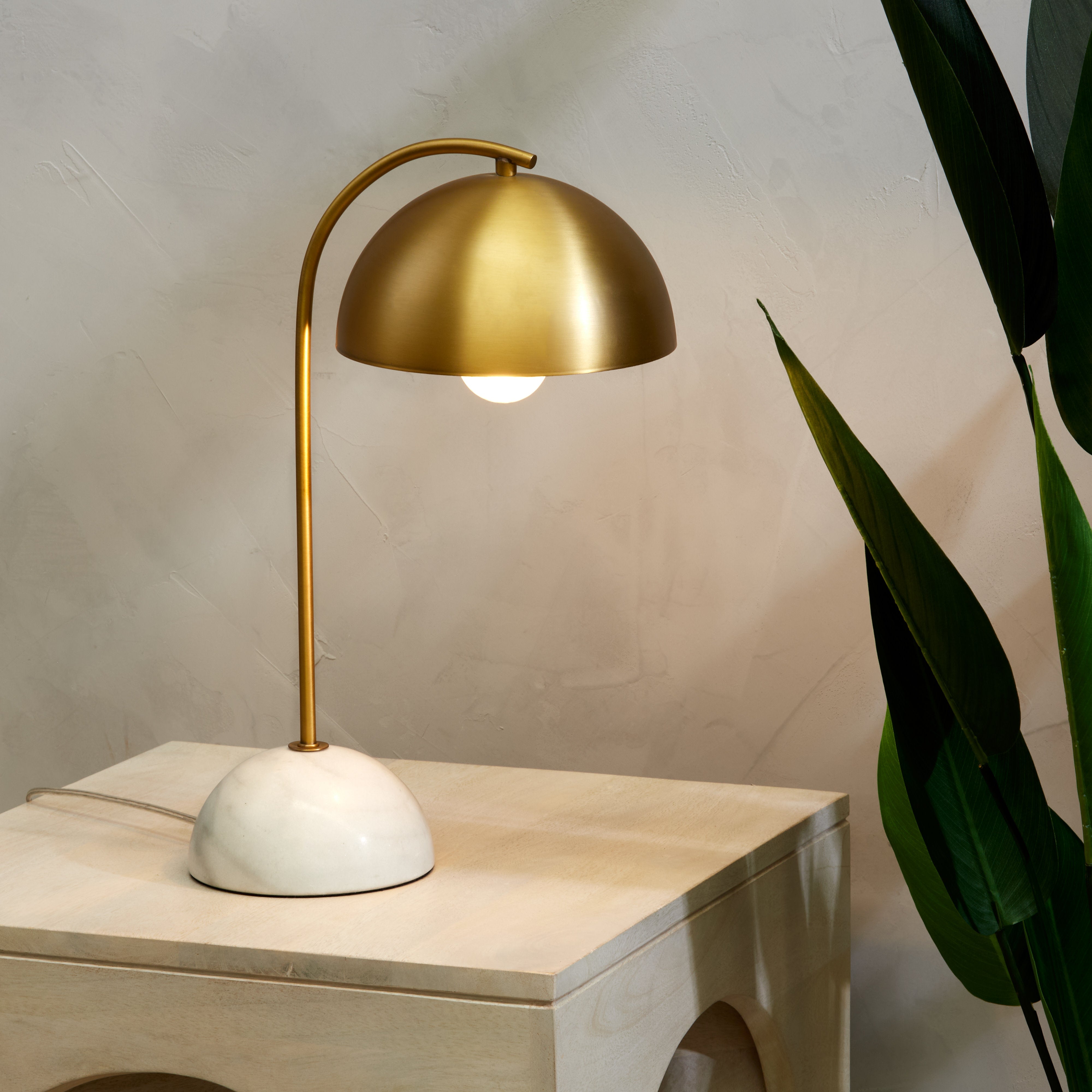 Amalfi Atticus Table Lamp Brass & White