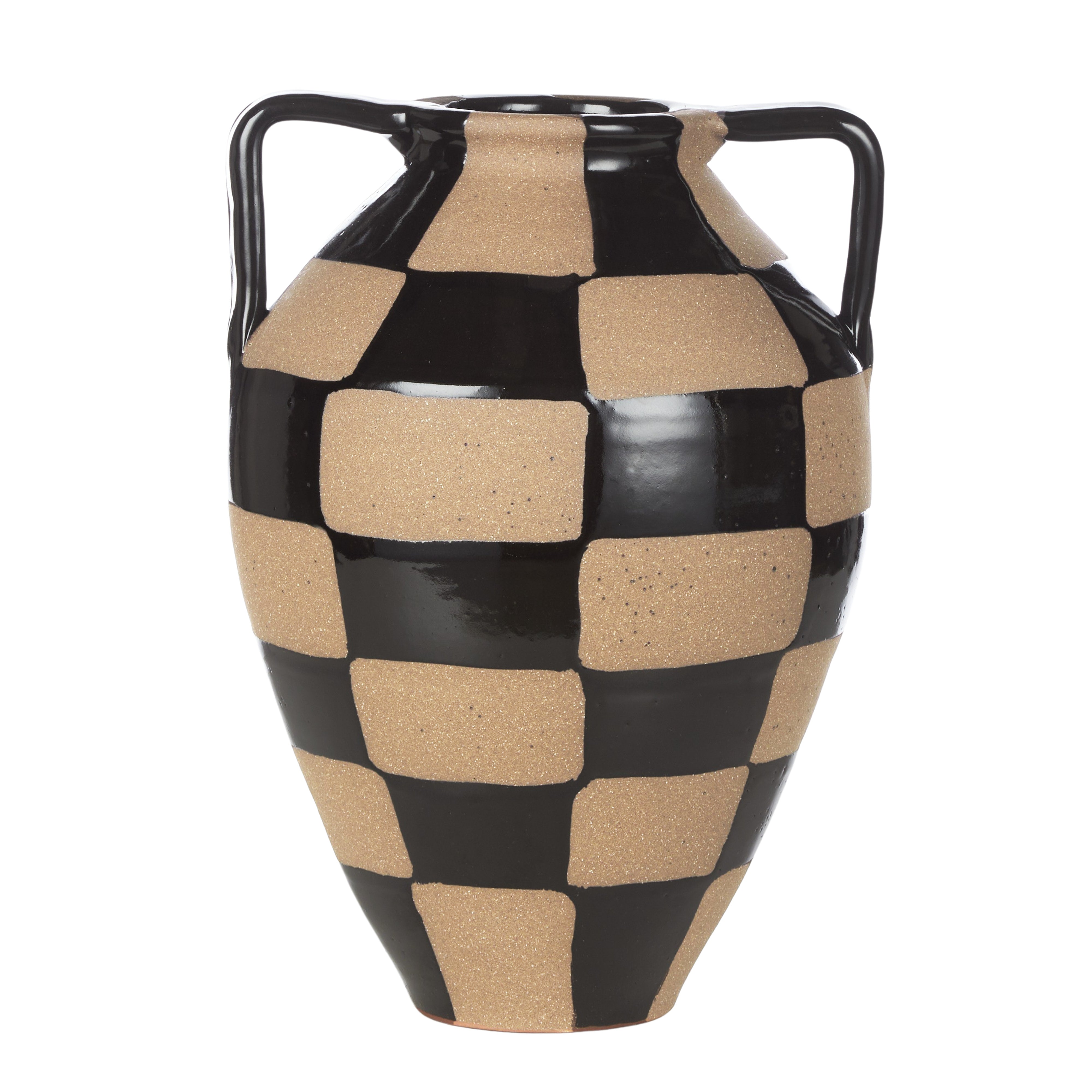 Amalfi Fulton Vase with Arms Small Black & Natural
