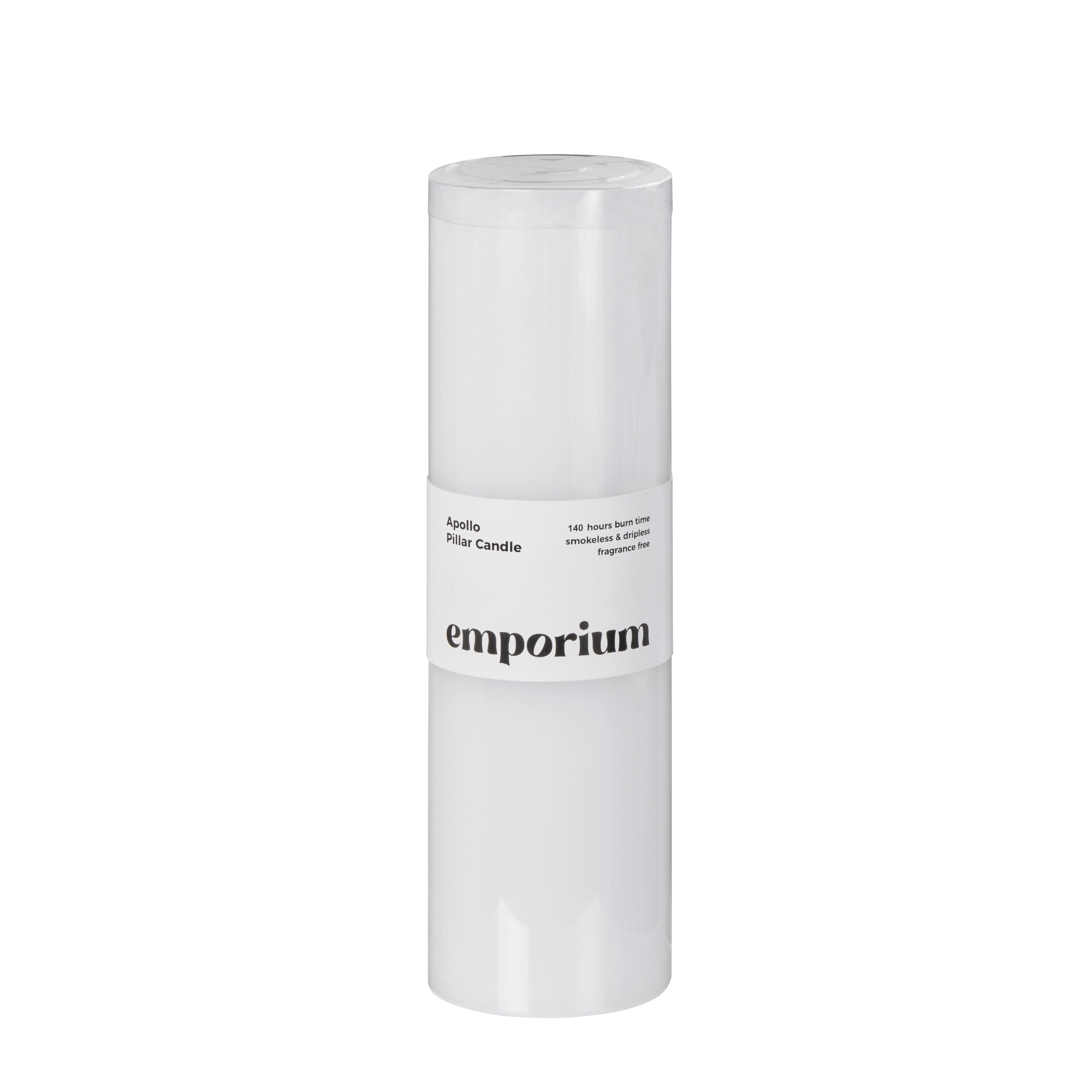 Emporium Apollo Pillar Candle 25cm White