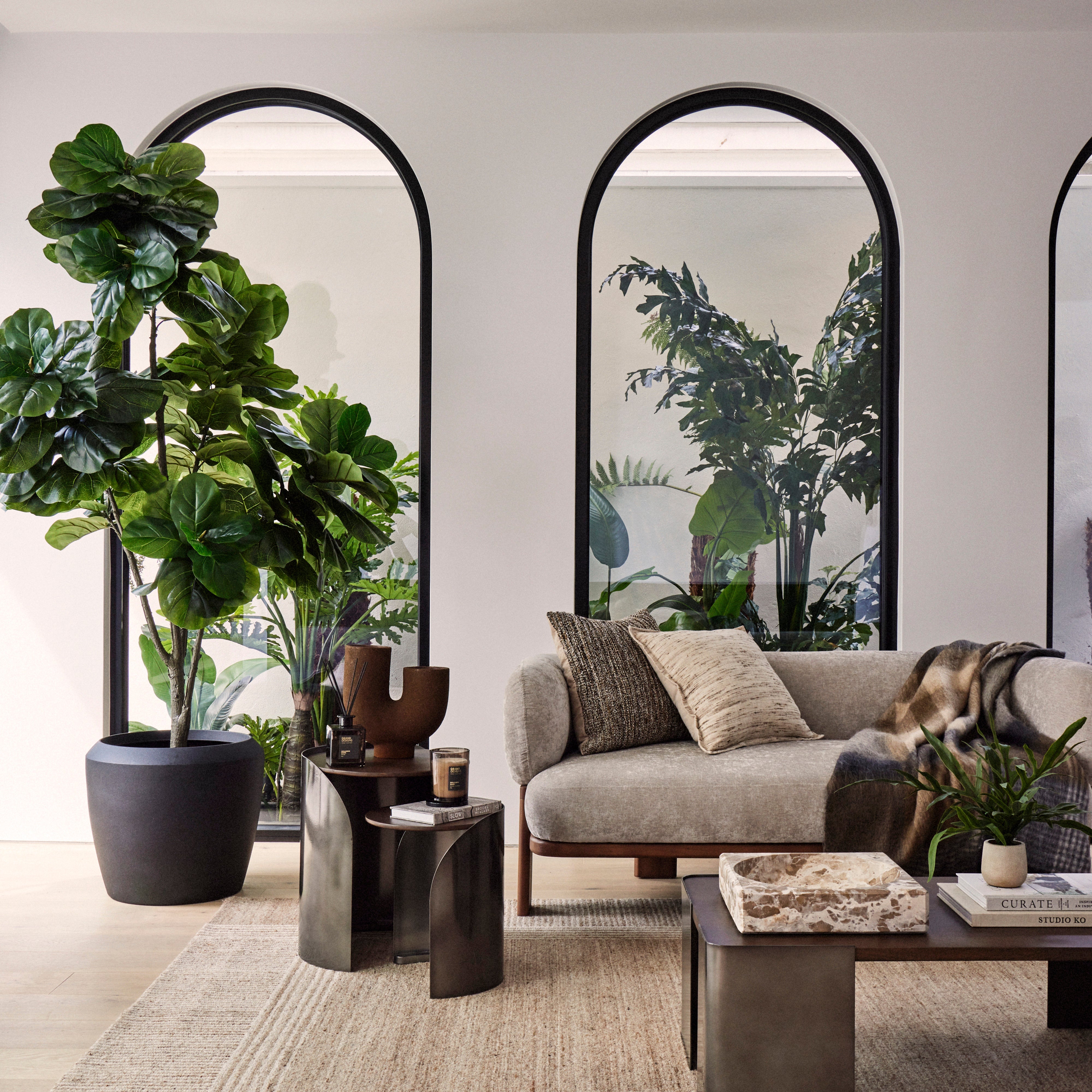 Grand Designs Asher Side Tables 2 Piece Set Gunmetal & Walnut