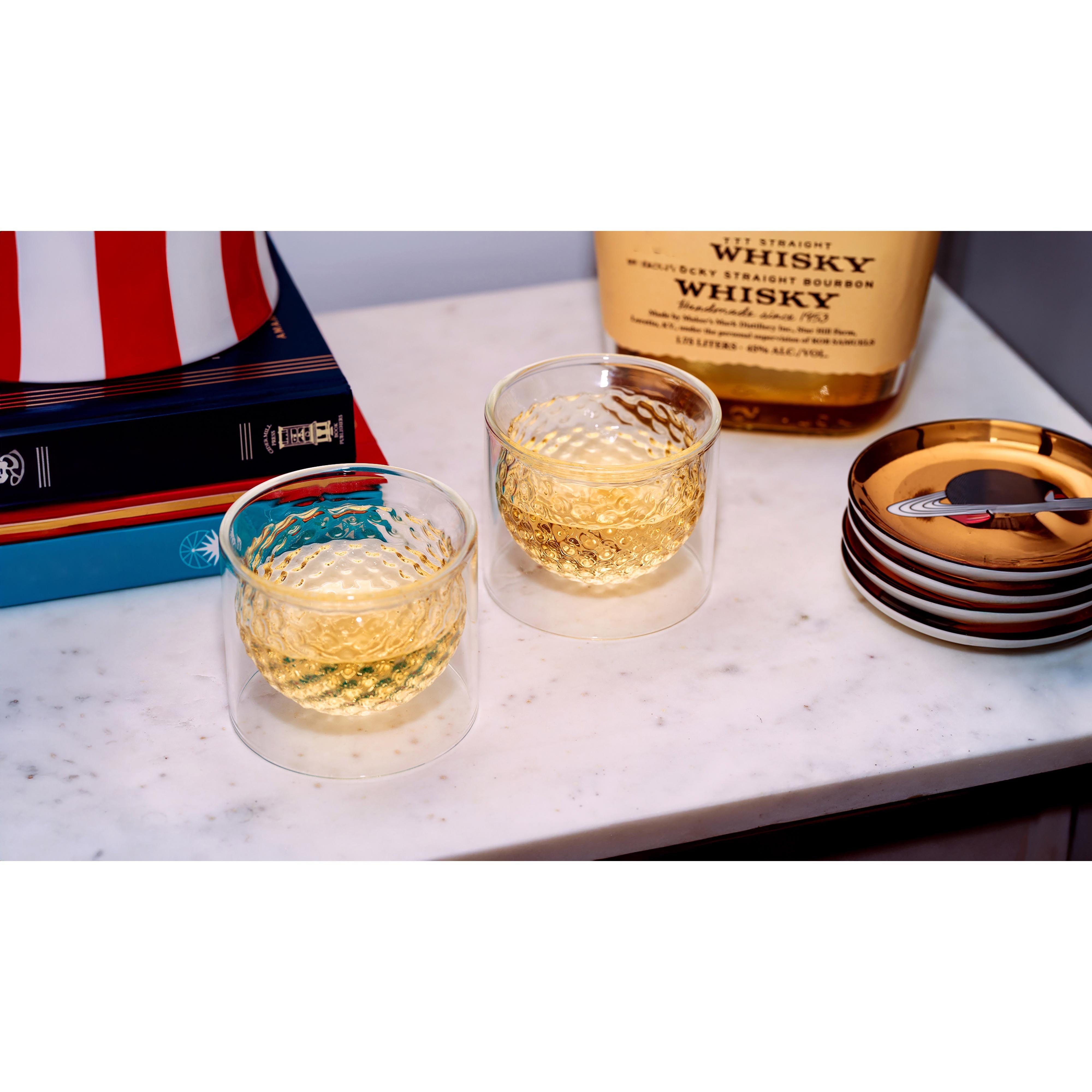 Kikkerland Golf Ball Glasses 2 Piece Set Clear