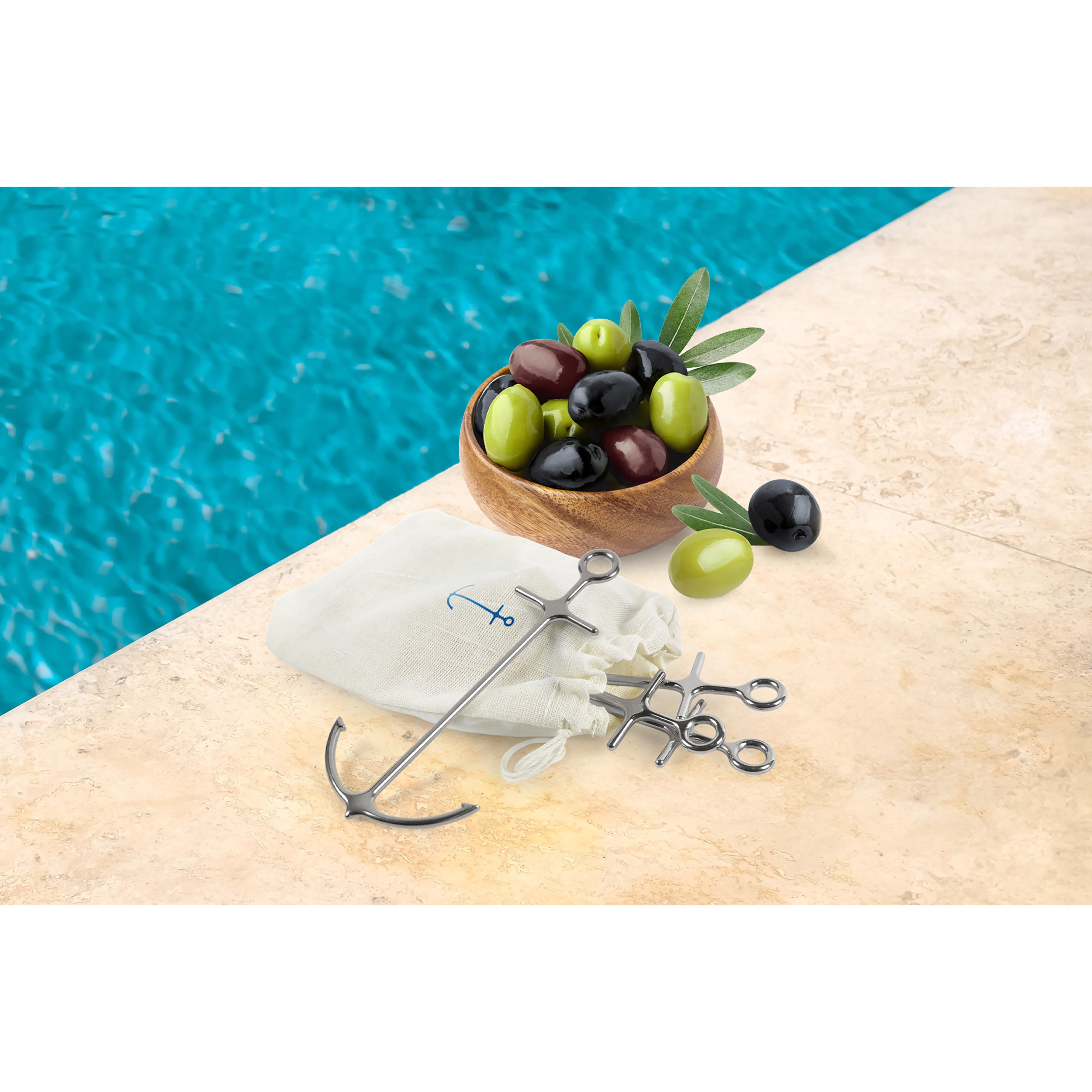 Fred Anchored Cocktail Picks 4 Piece Set Silver