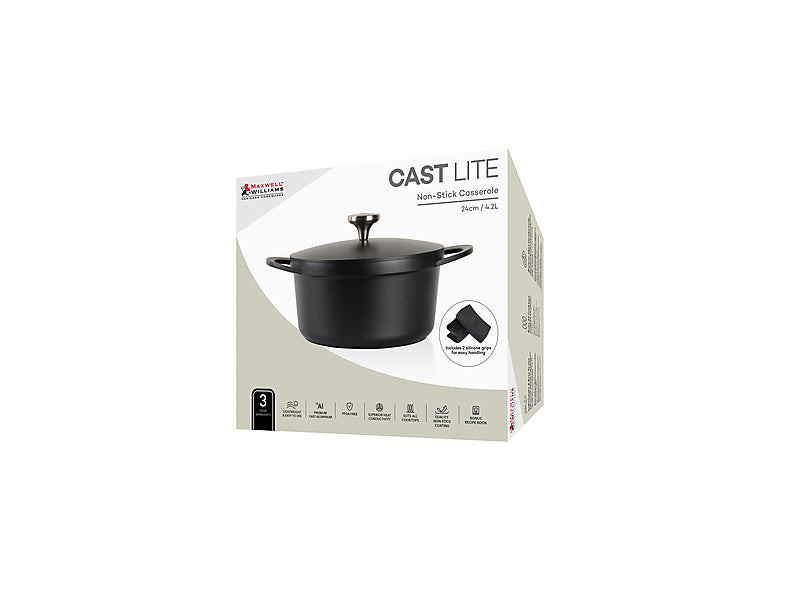 Maxwell & Williams Cast Lite Non-Stick Casserole 4.2L Cherry 24cm