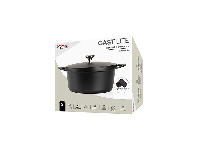 Maxwell & Williams Cast Lite Non-Stick Casserole 6.3L Ecru 28cm