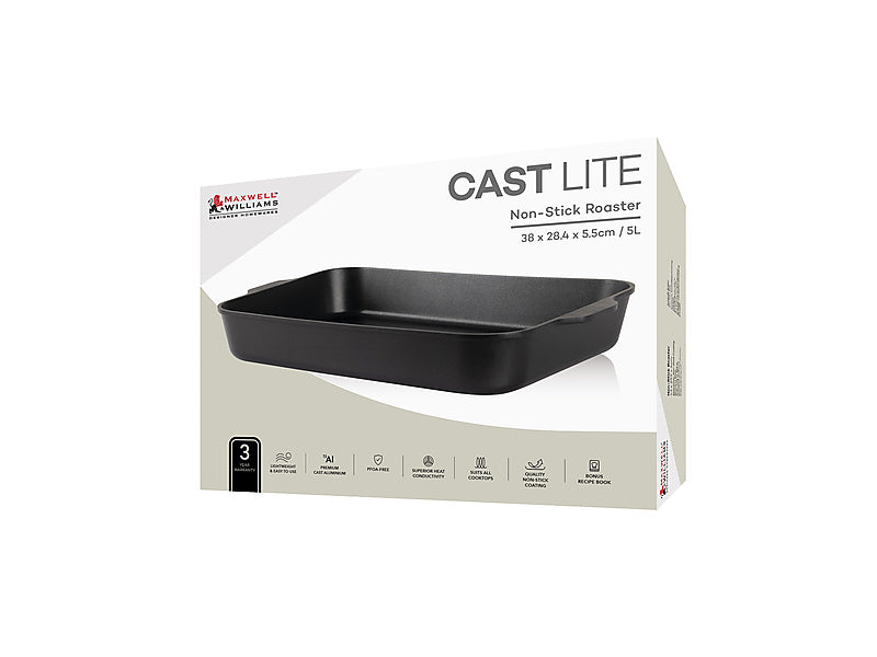 Maxwell & Williams Cast Lite Non-Stick Roaster Black 38 x 28.4 x 5.5cm