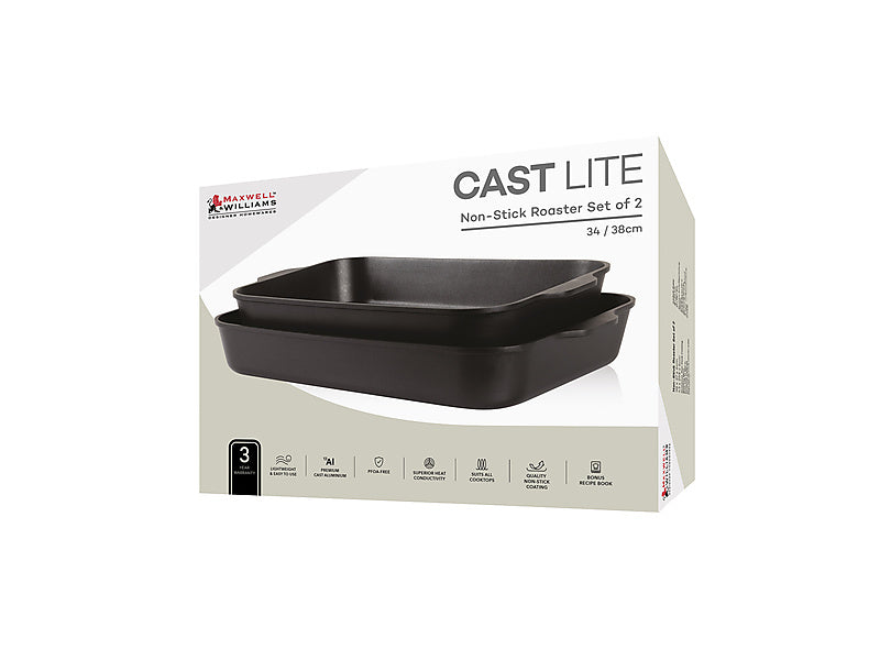 Maxwell & Williams Cast Lite Non-Stick Roaster Black 34 38cm 2 Piece