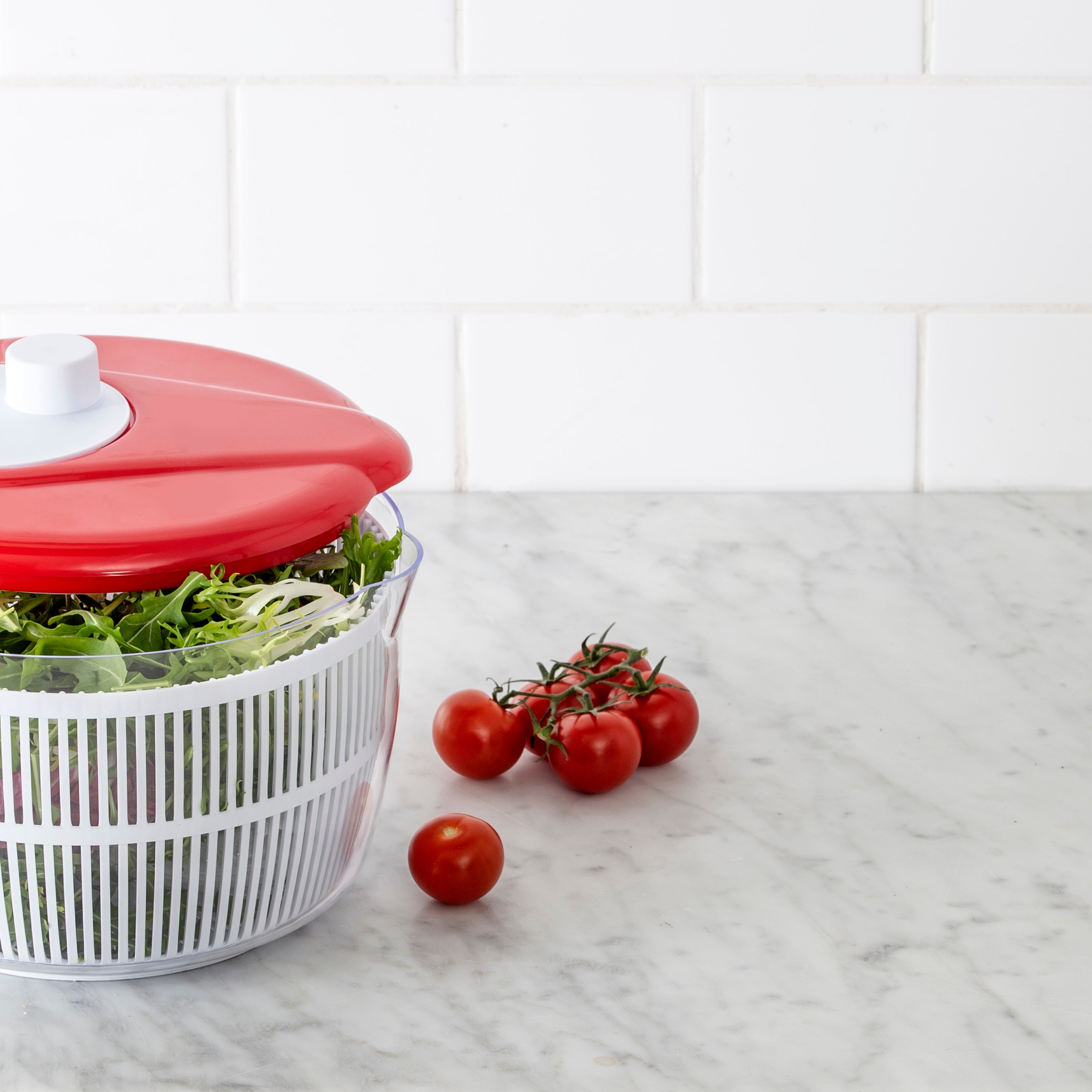 Davis & Waddell Salad Spinner White & Red