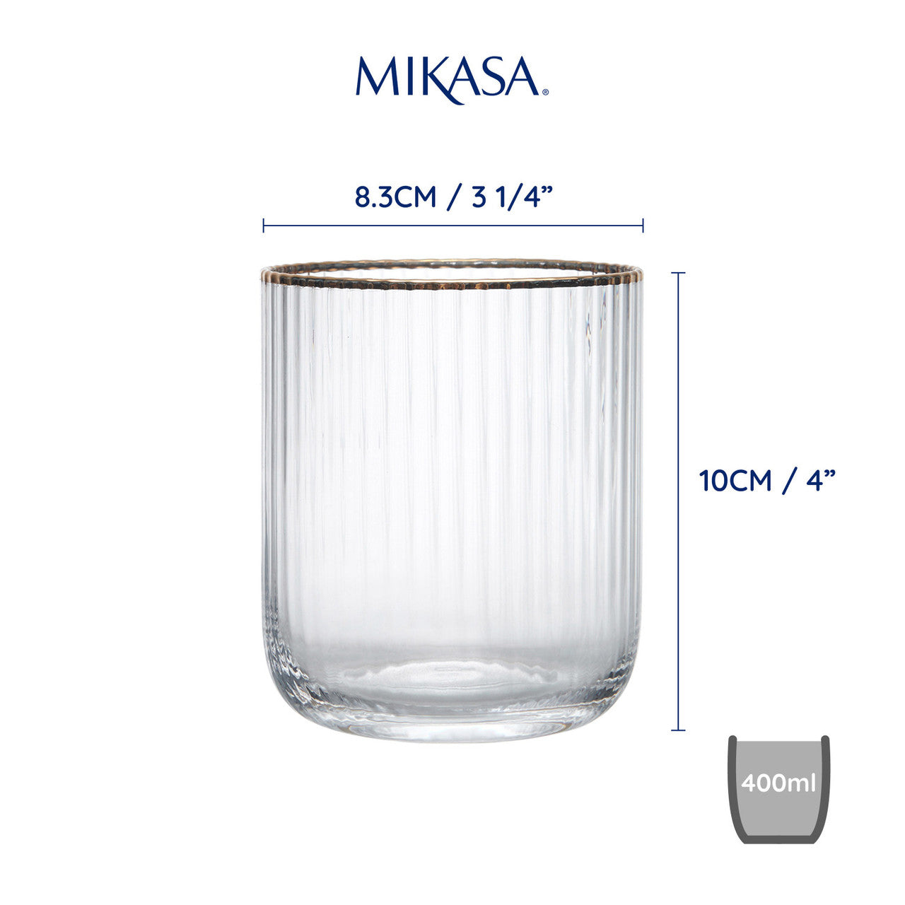 Mikasa Sorrento Stemless Glass Set 4 Piece 400ml