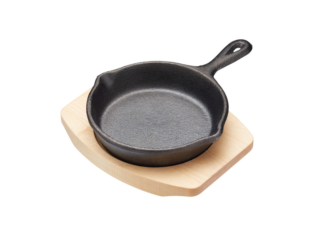 Artesà Cast Iron Mini Fry Pan with Serving Board 11cm