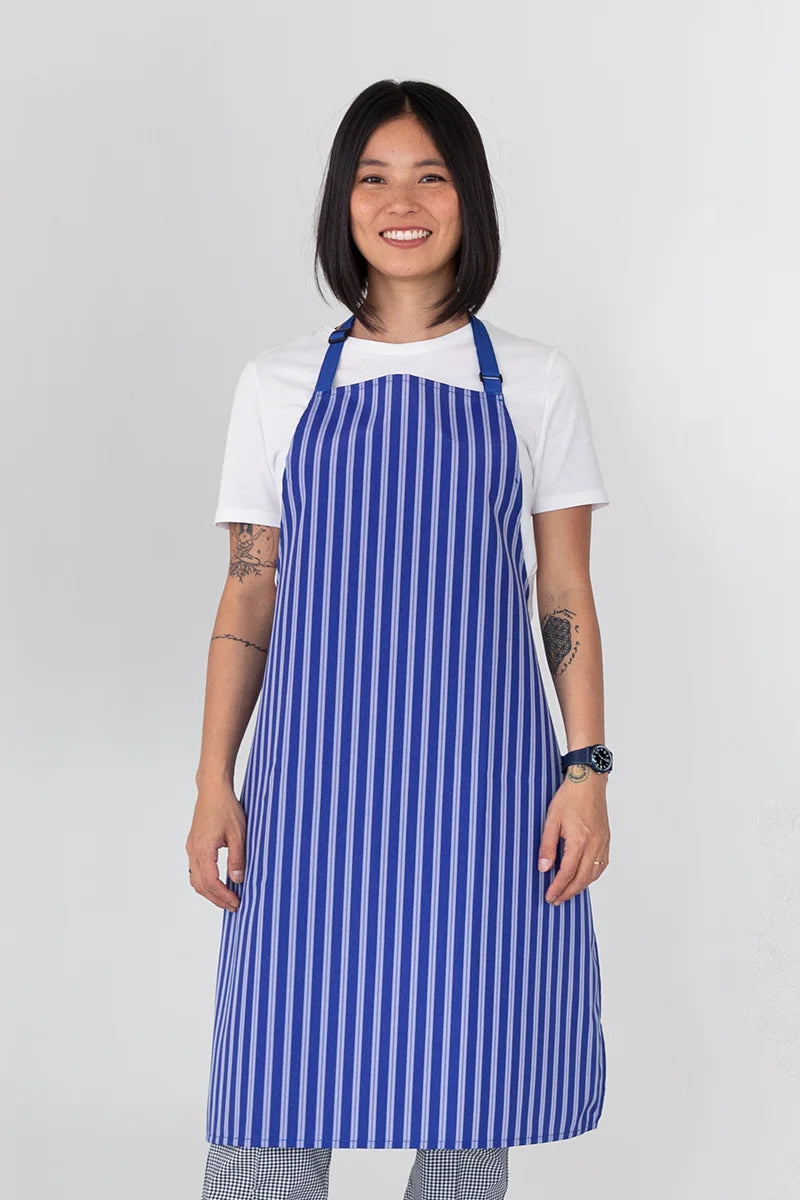Aussie Chef Nylon Bib Apron - Blue/White