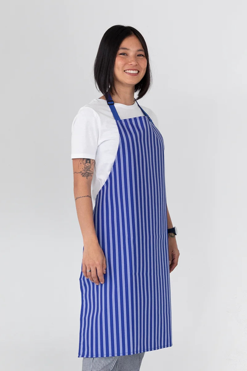 Aussie Chef Nylon Bib Apron - Blue/White