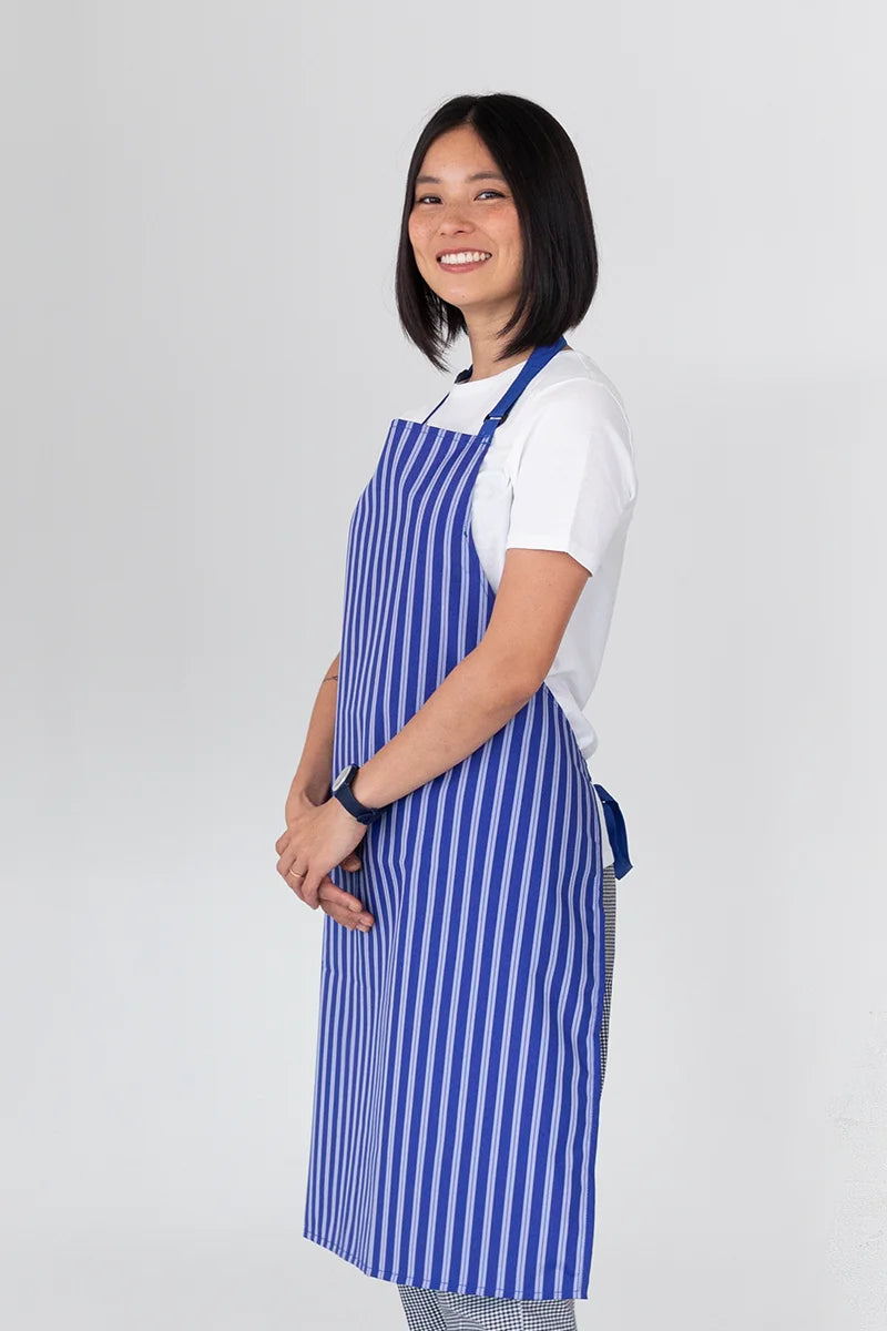Aussie Chef Nylon Bib Apron - Blue/White