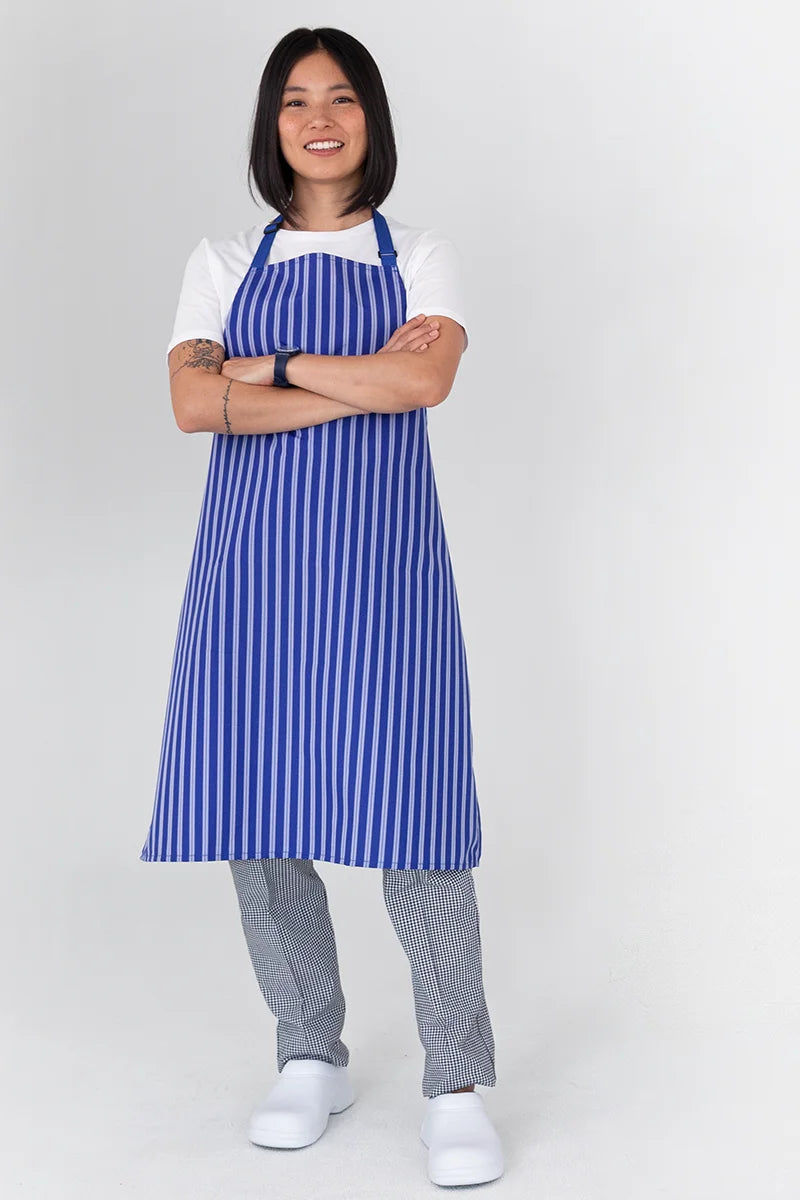 Aussie Chef Nylon Bib Apron - Blue/White