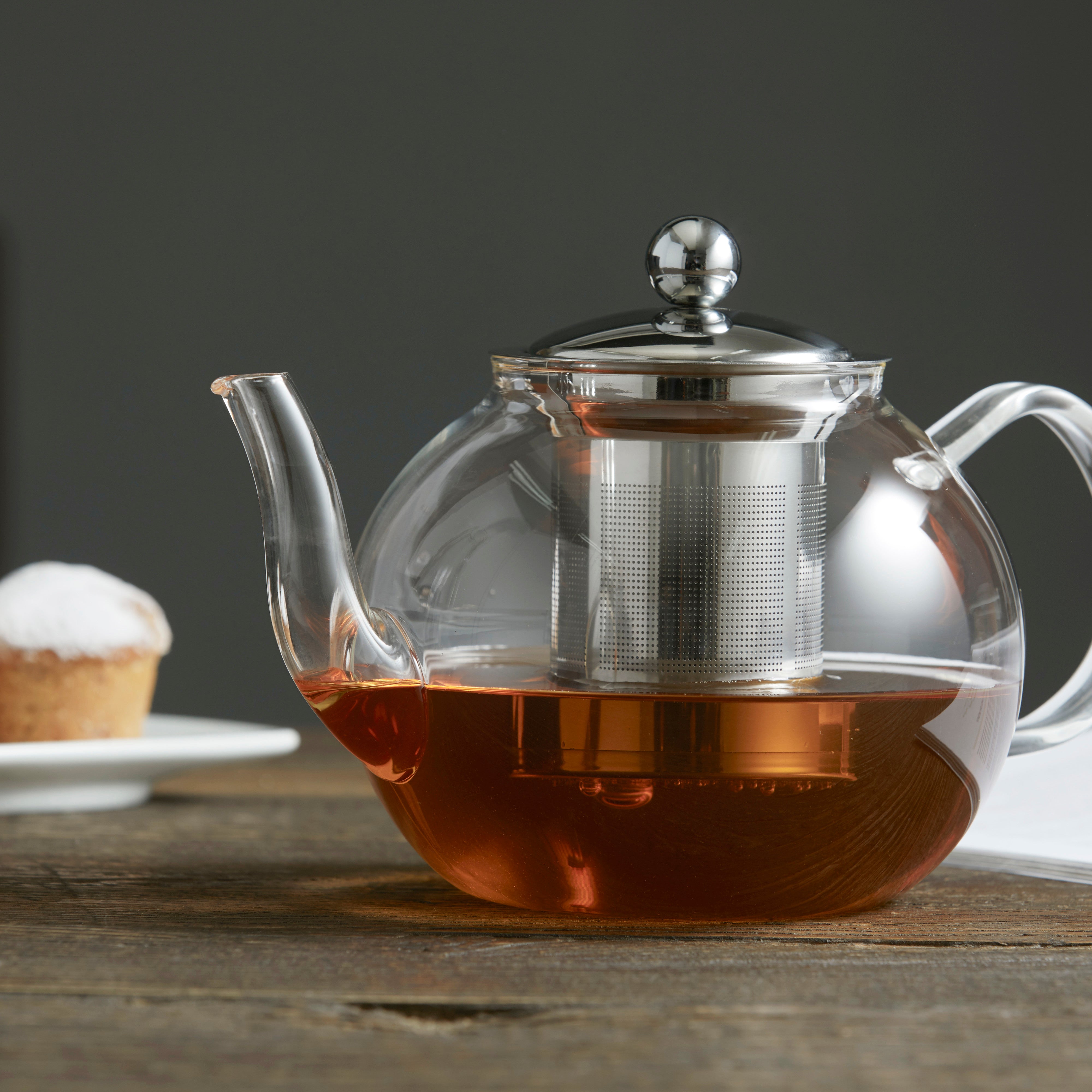 Leaf & Bean Camellia Teapot with Filter 5 Cup (1L) Clear & Stainless Steel