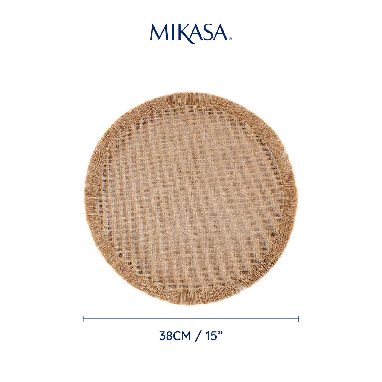 Mikasa Hessian Round Placemat Set 4 Piece 38cm (Natural)