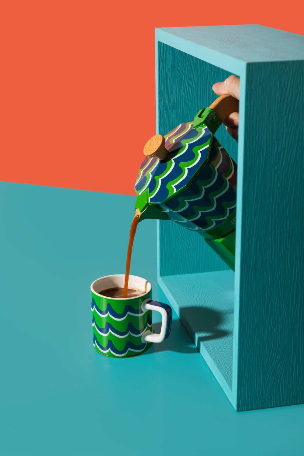 La Cafetière Ceramic Espresso Cup 120ml (Green Cyan Tides)