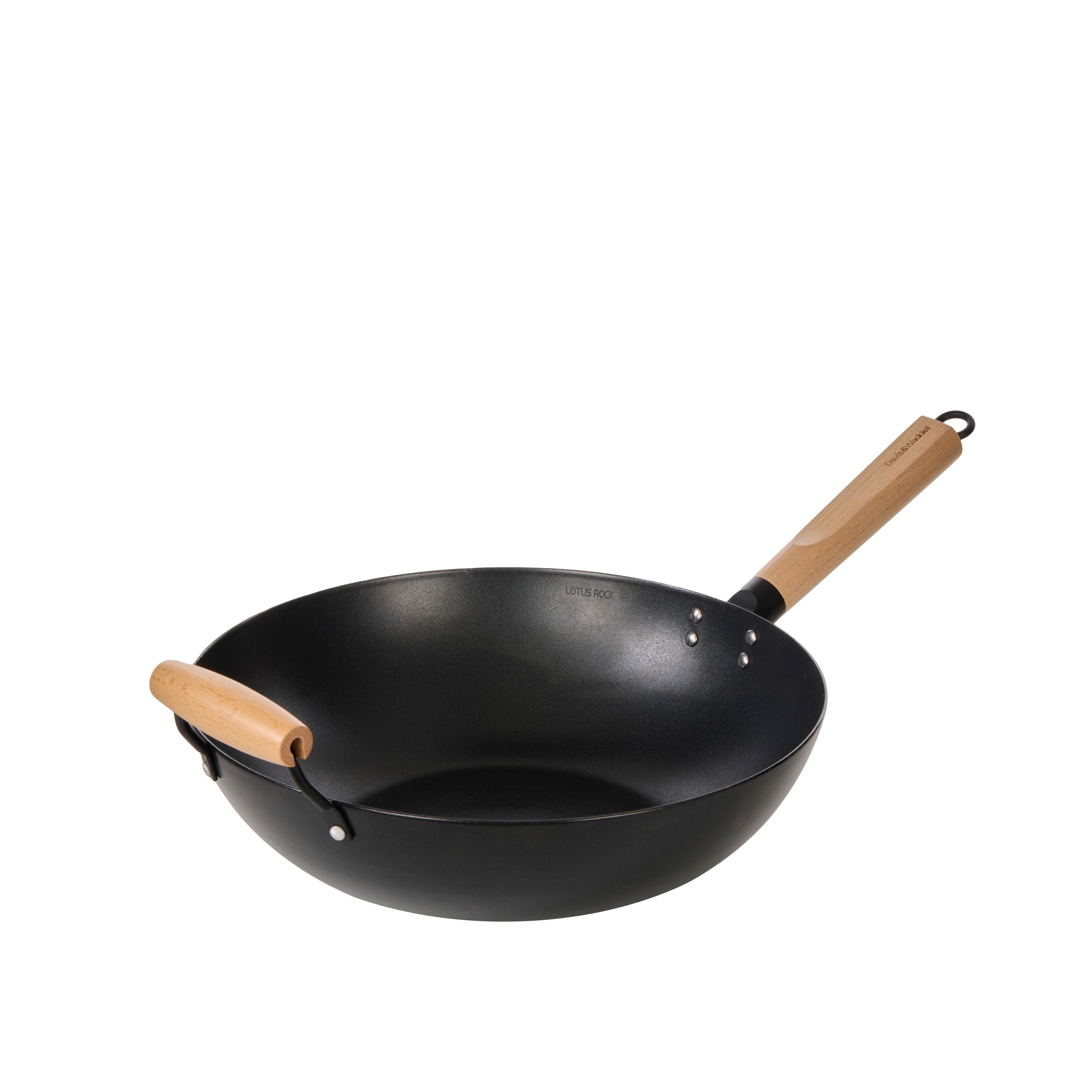 Davis & Waddell Non Stick Carbon Steel Wok 35cm Black