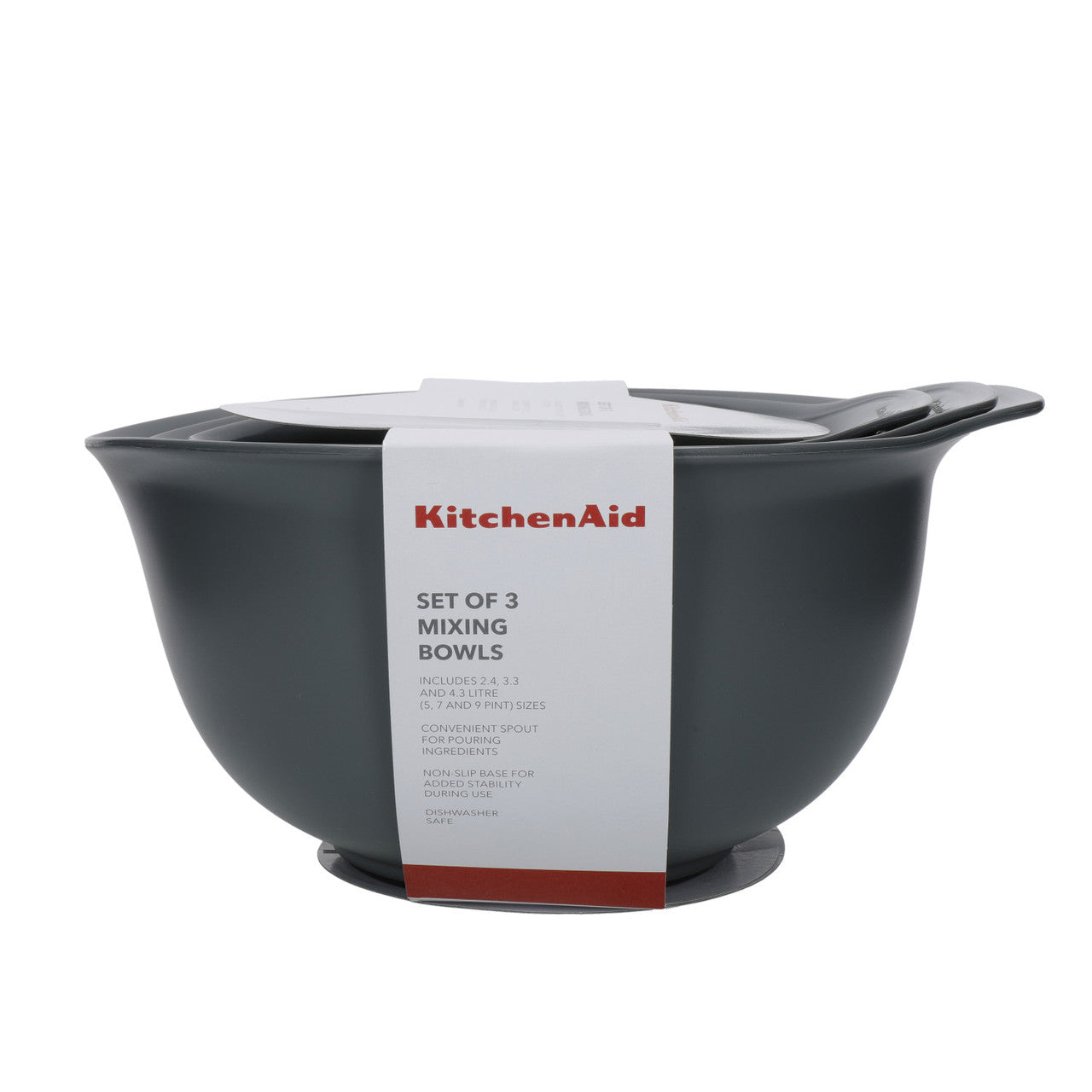 KitchenAid 3 Piece Nesting Mixing Bowl Set (Charcoal Grey)