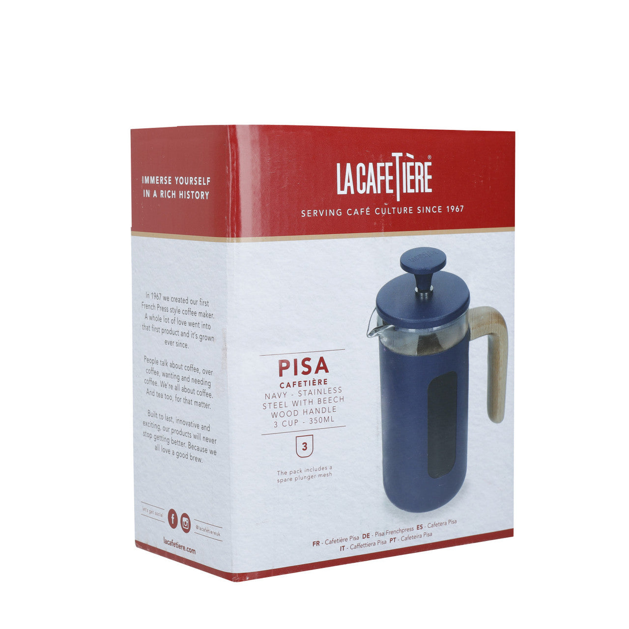 La Cafetière Pisa Stainless Steel Cafetière 3 Cup / 350ml (Navy)