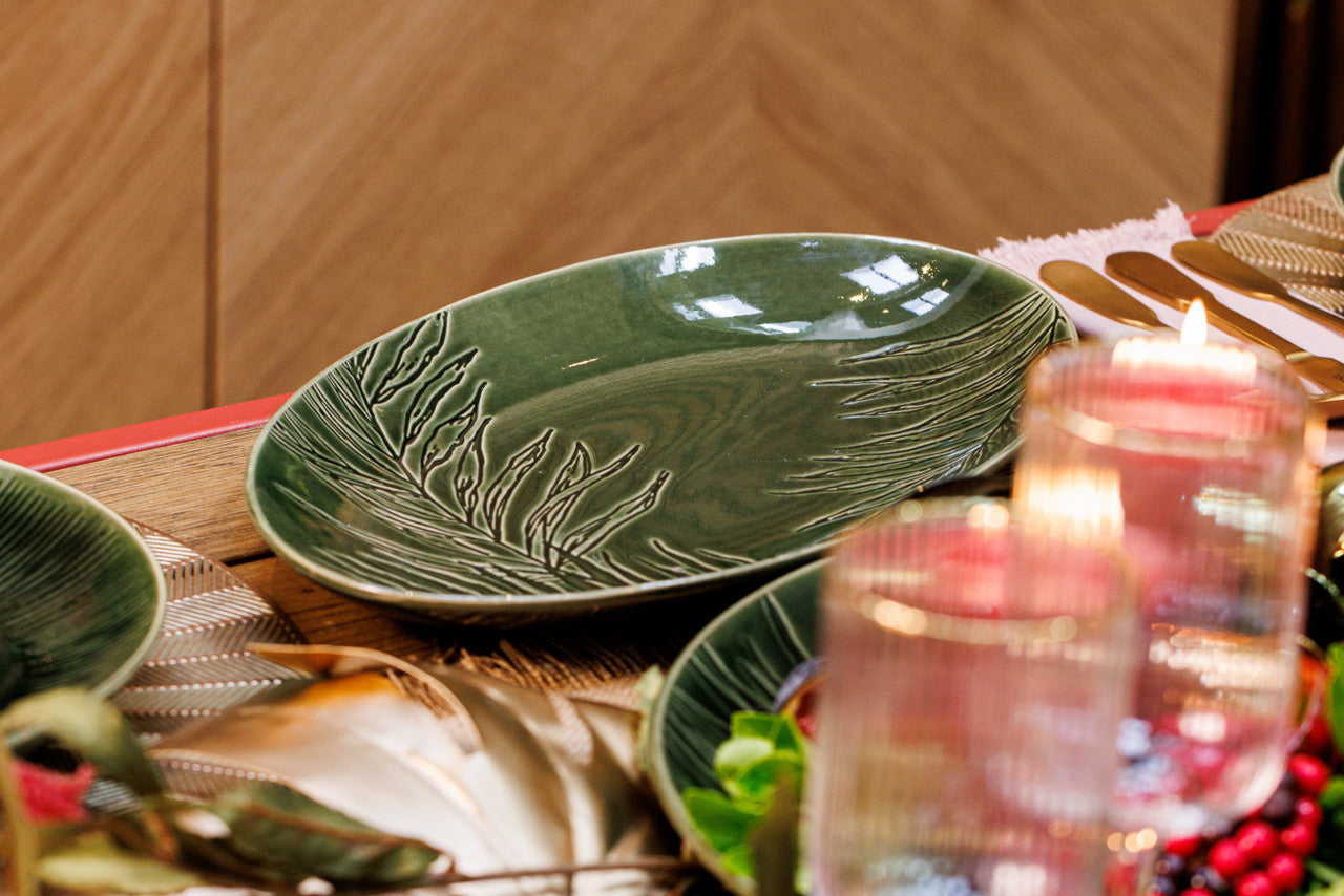 Mikasa Jardin Stoneware Oval Serving Platter 36cm (Green)