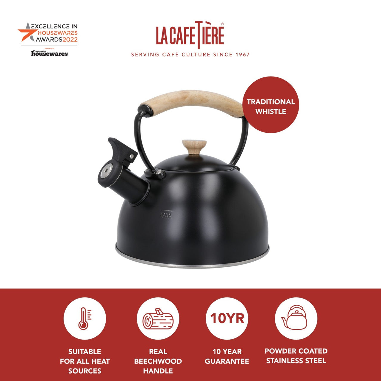 La Cafetière Whistling Kettle 1.6L (Black)