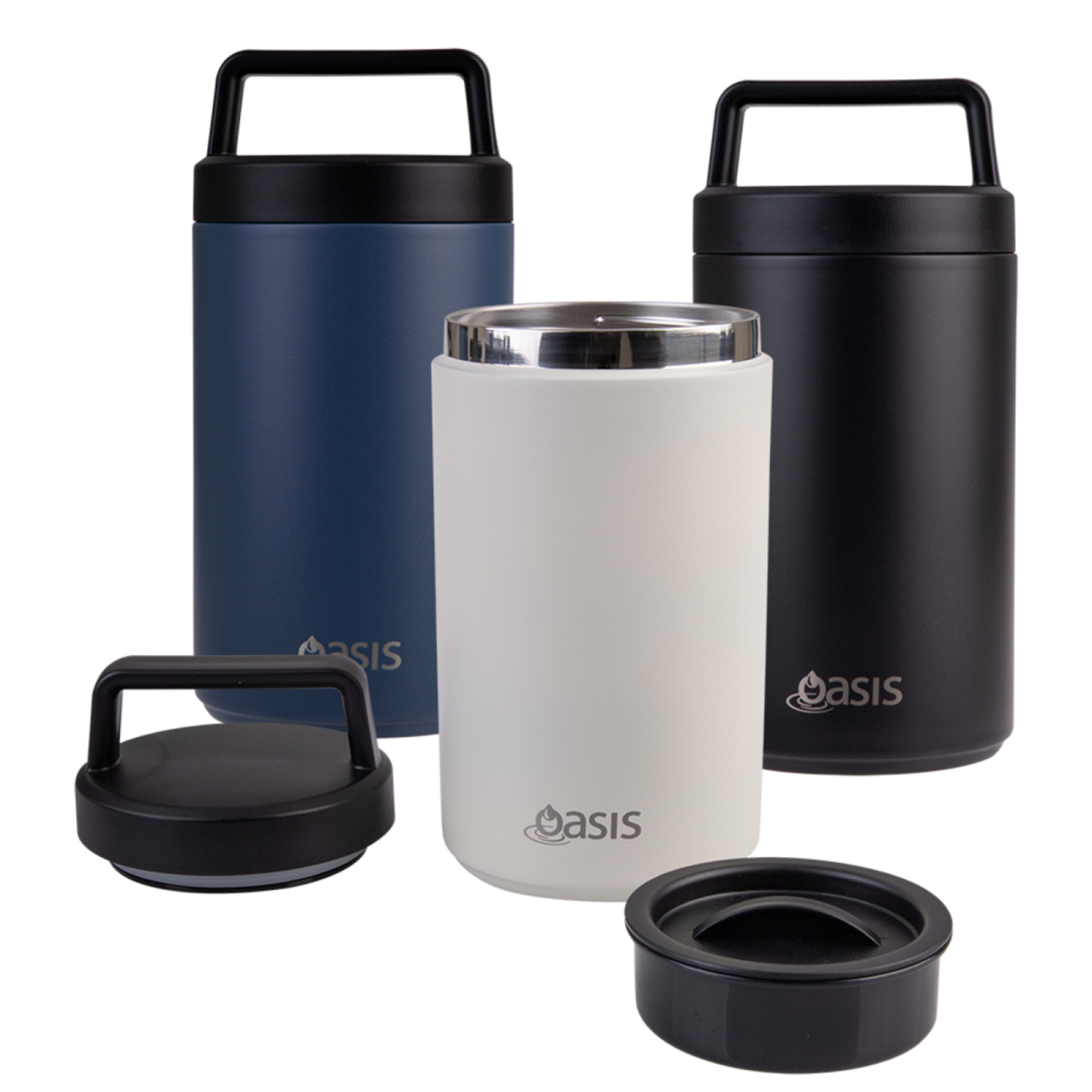 Oasis Stainless Steel Double Wall Insulated Food Flask with Handle 700ml - Latte