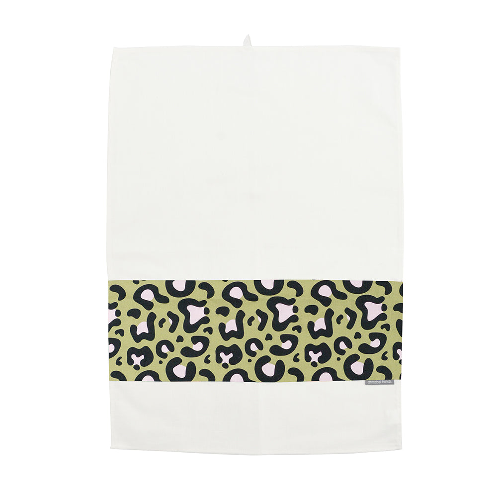 Annabel Trends Cotton Tea Towel Ocelot Pink Khaki