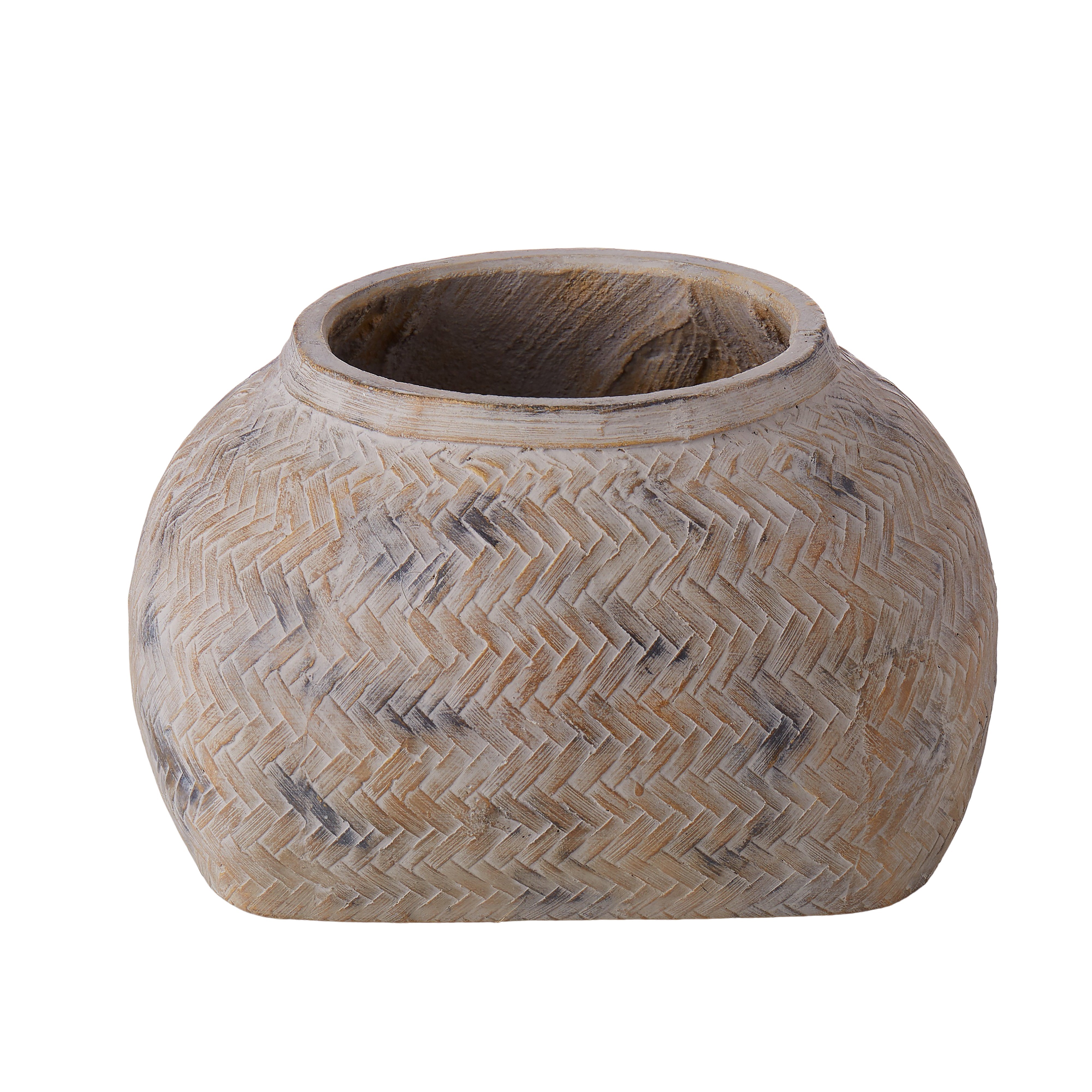 Rogue Distressed Cement Weave Vessel Multi-Coloured 32 x 19cm