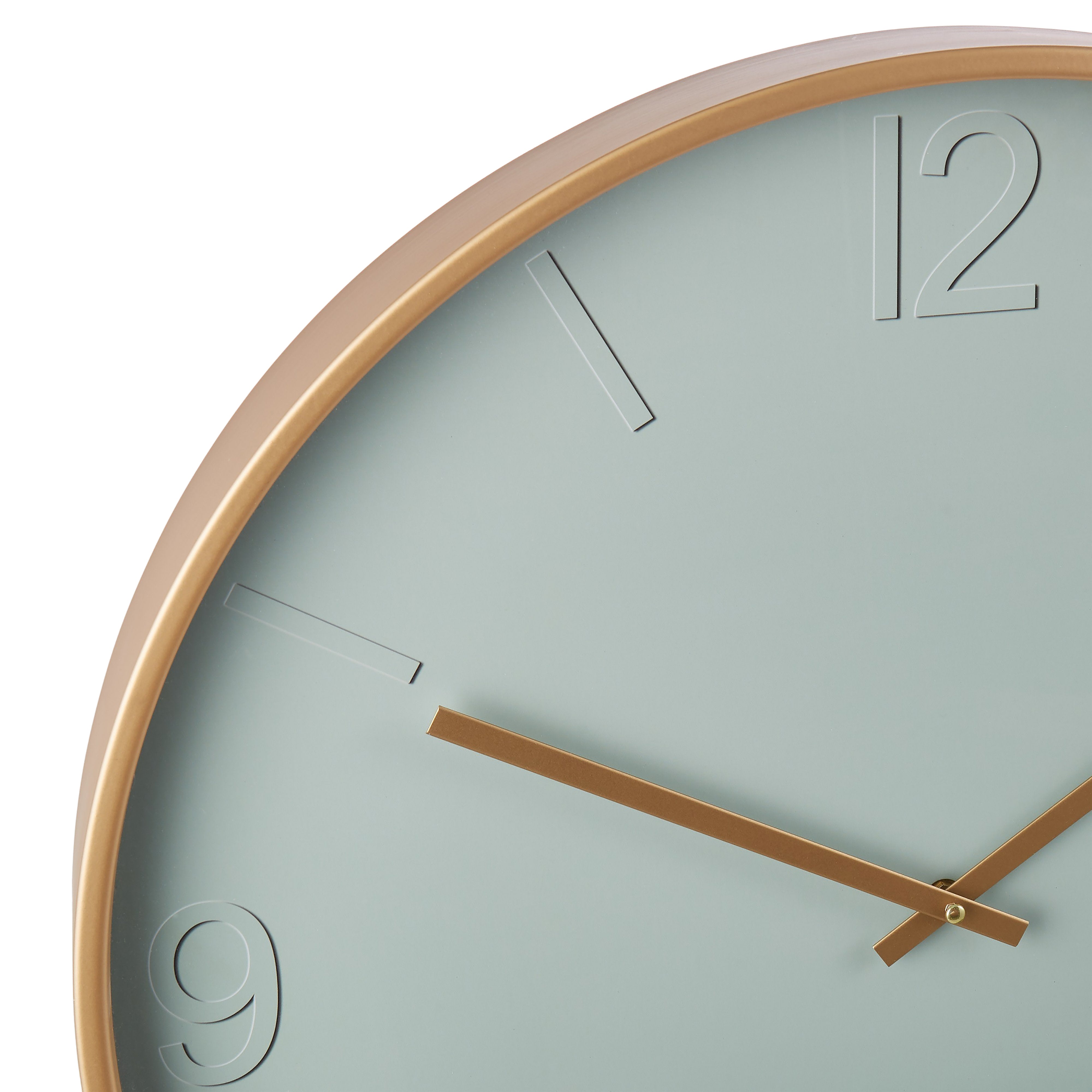 Amalfi Modern Green Wall Clock Pale Green & Gold