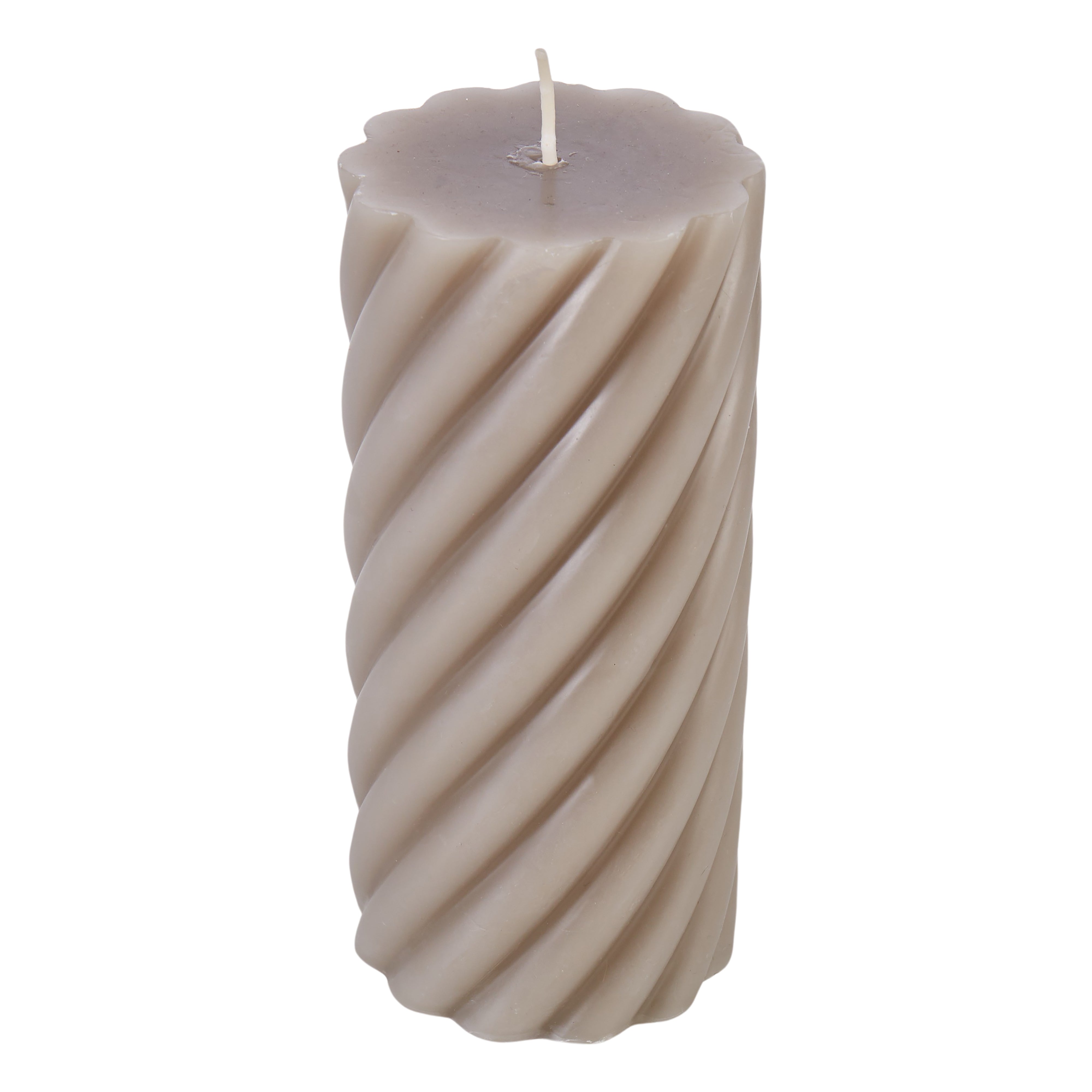 Amalfi Maisie Swirl Pillar Candle Taupe