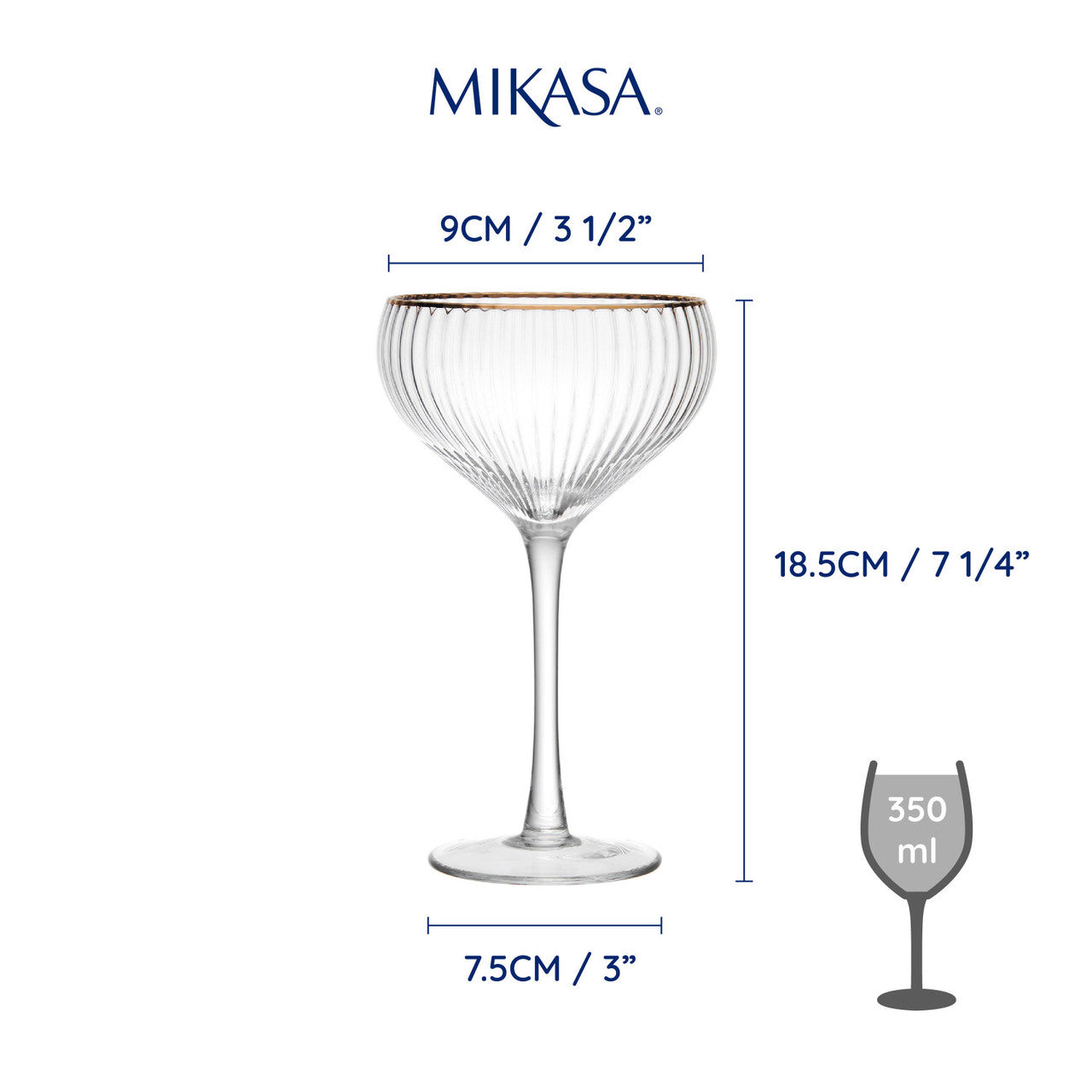 Mikasa Sorrento Champagne Coupe Glass Set 4 Piece 350ml