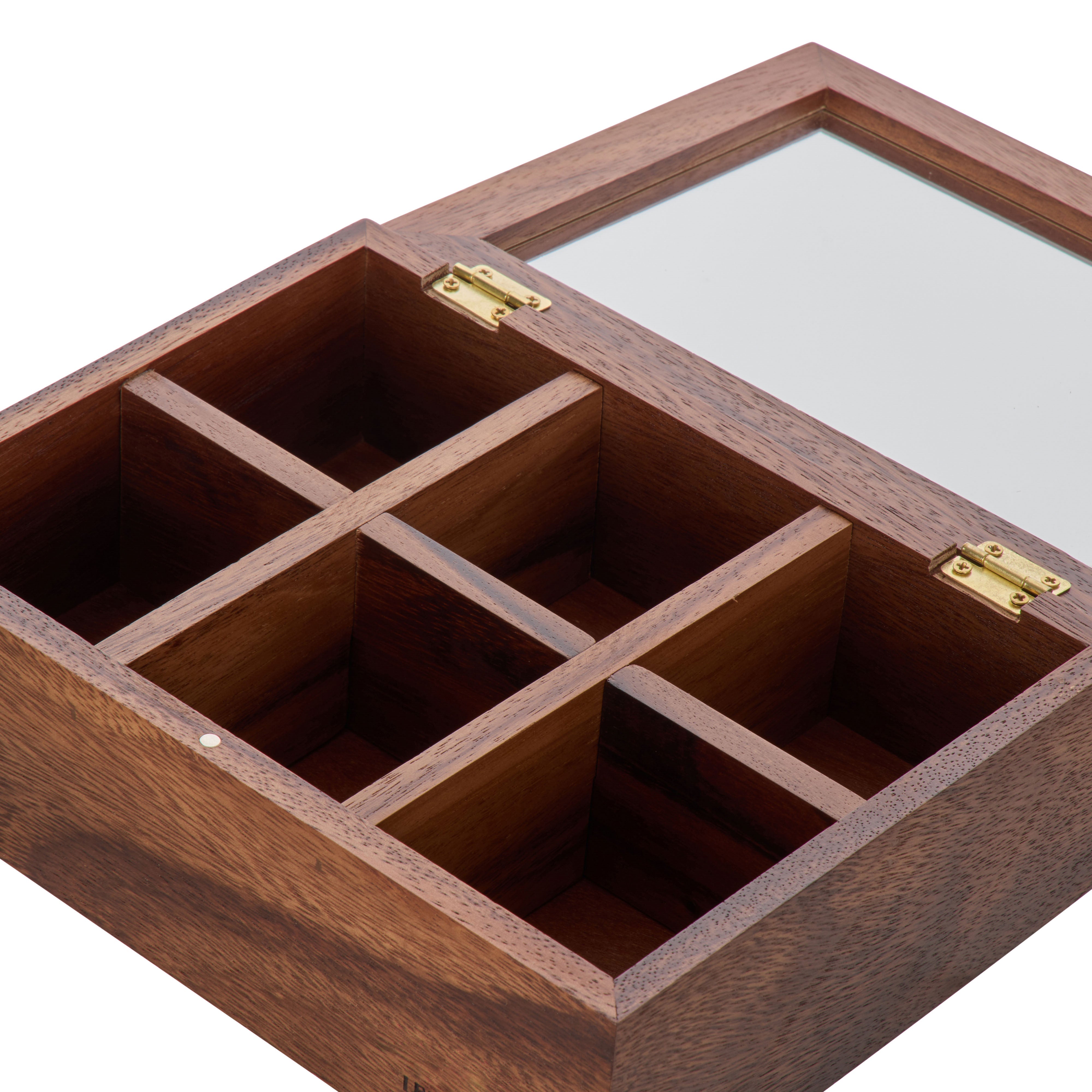 Leaf & Bean Byron Acacia Tea Box 6 Compartment Natural