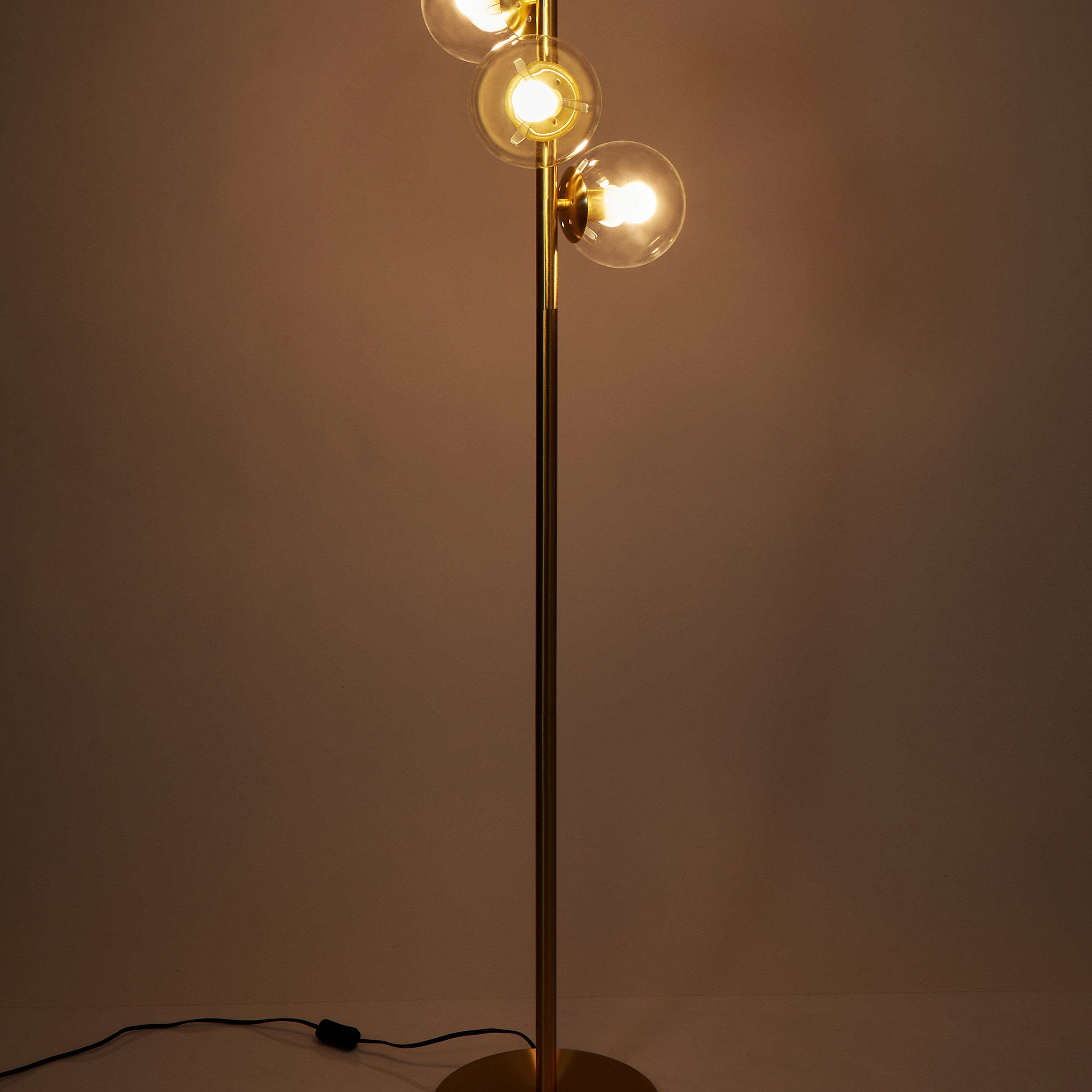 Amalfi Amilla Floor Lamp Brushed Gold & Clear
