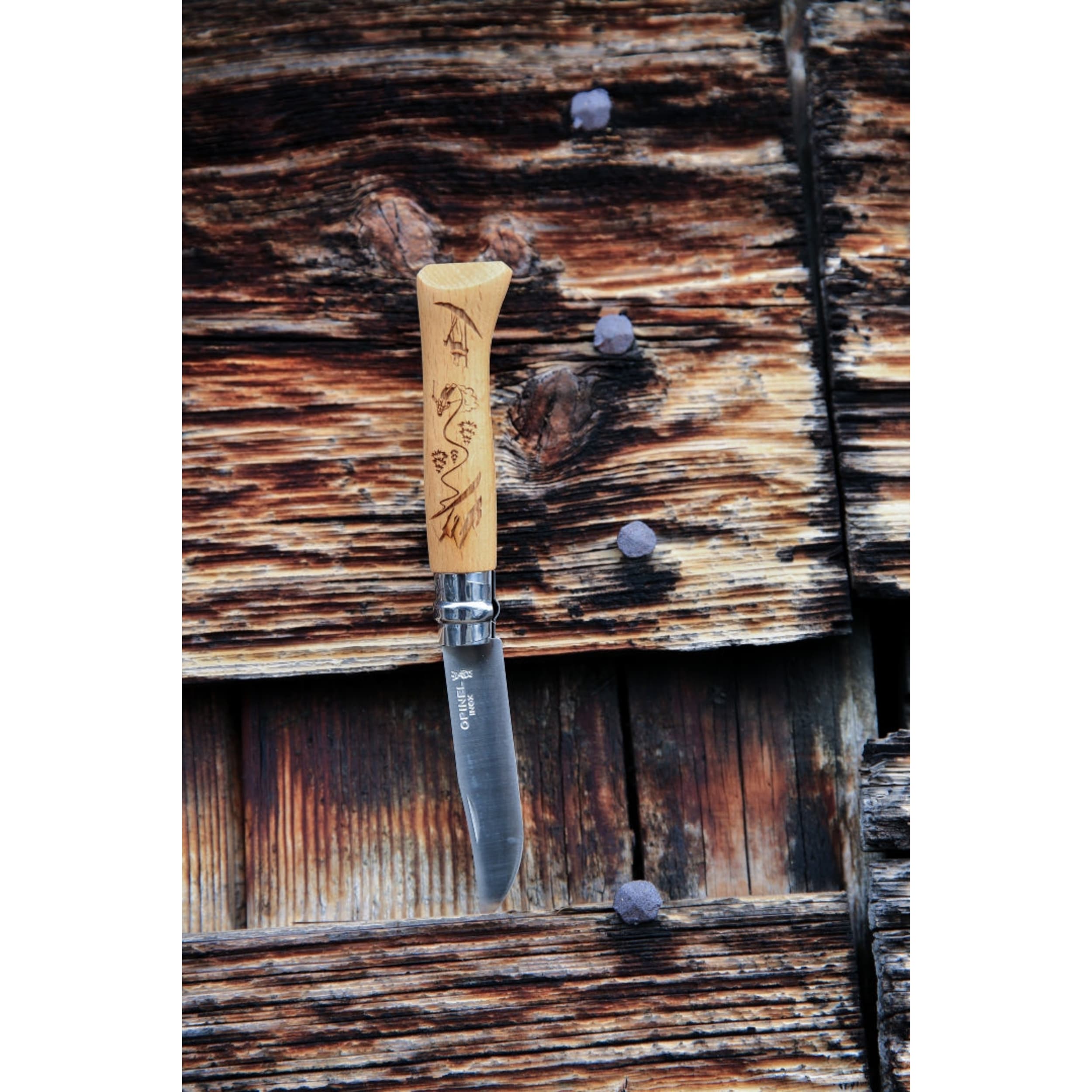 Opinel No.08 Alpine Adventures Engraved Folding Knife Hiking
