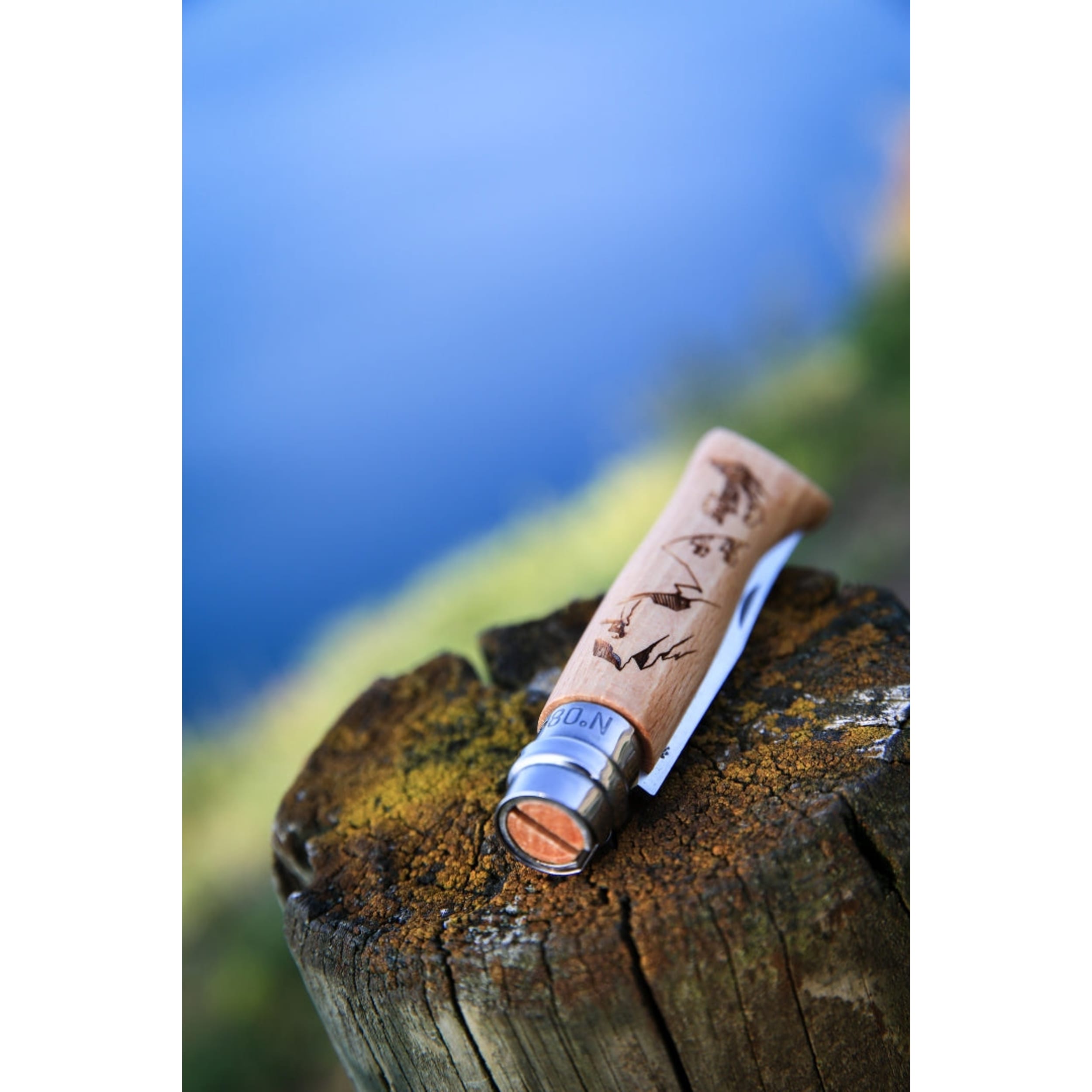 Opinel No.08 Alpine Adventures Engraved Folding Knife Hiking