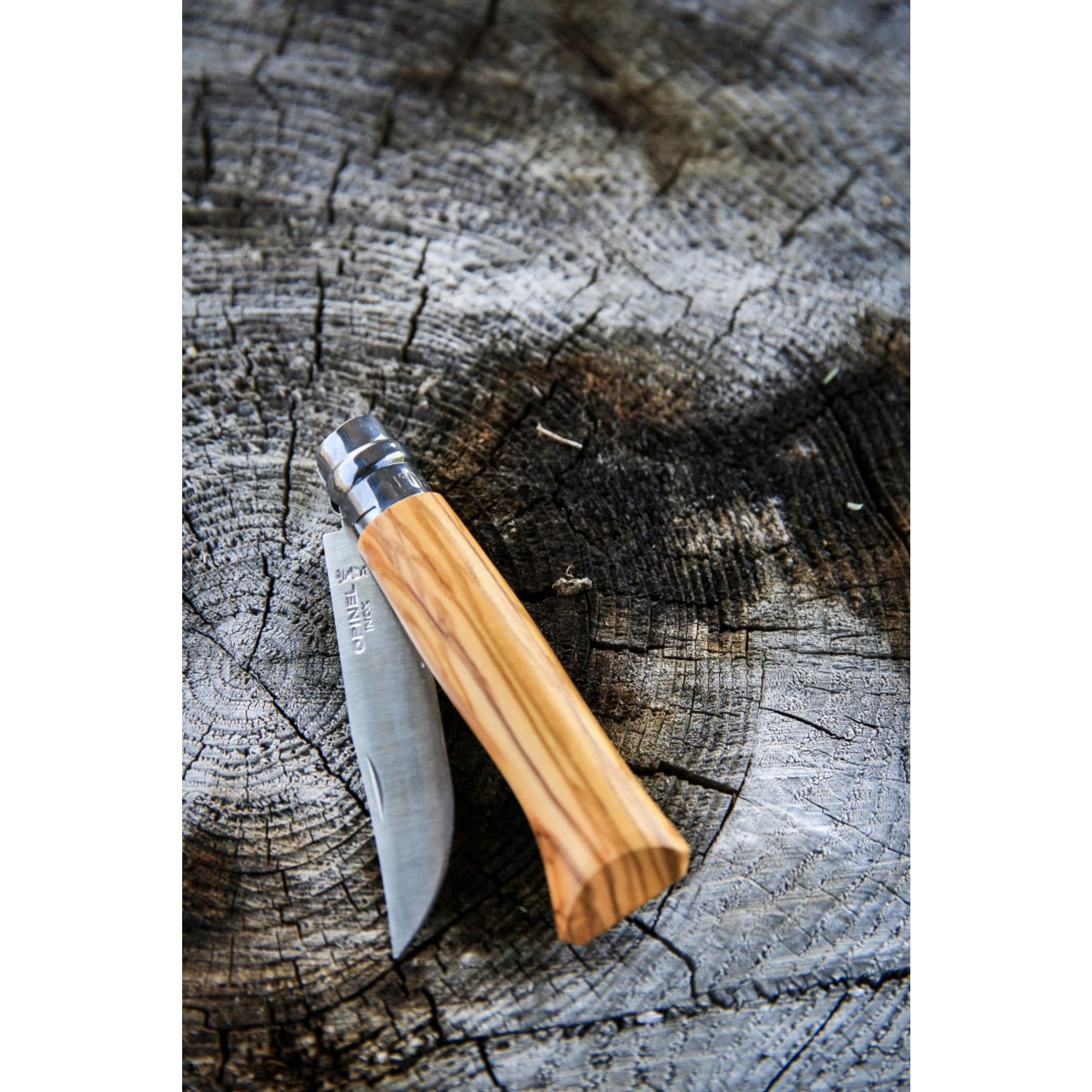 Opinel No.08 Stainless Steel Folding Knife & Sheath Olive