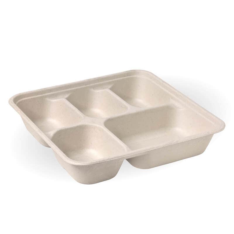 BioPak 5-Compartment Large Natural Plant Fibre Takeaway Base