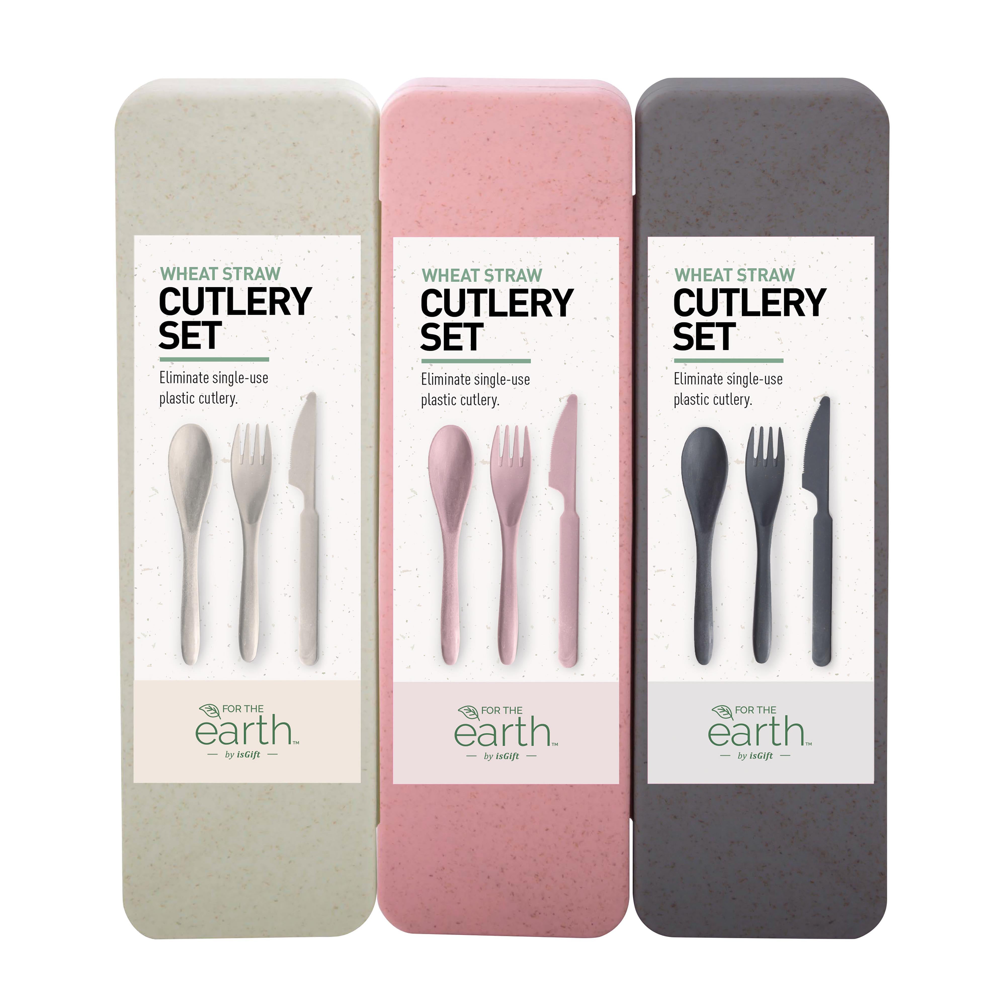 isGift Wheat Straw Travel Cutlery Set