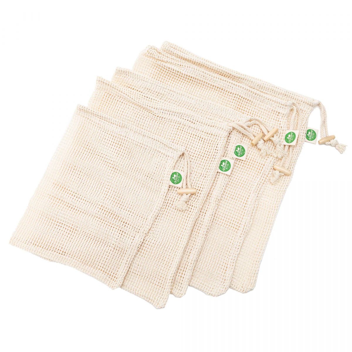 Activated Eco Organic Cotton Mesh Produce Bags - Set of 5