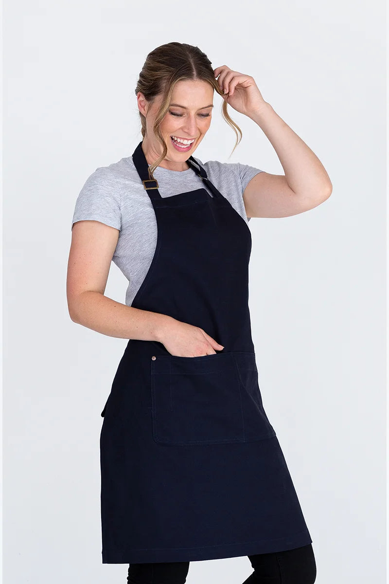 Aussie Chef Oska Bib Apron - Navy Blue