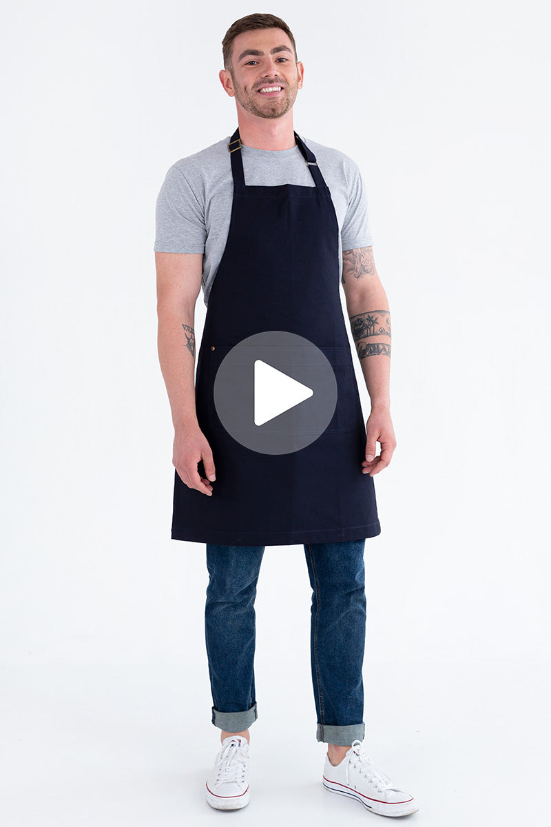 Aussie Chef Oska Bib Apron - Navy Blue