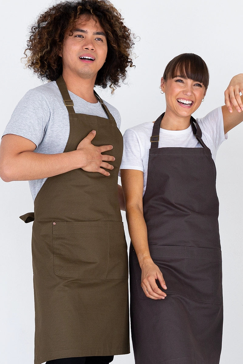 Aussie Chef Oska Bib Apron - Olive Green